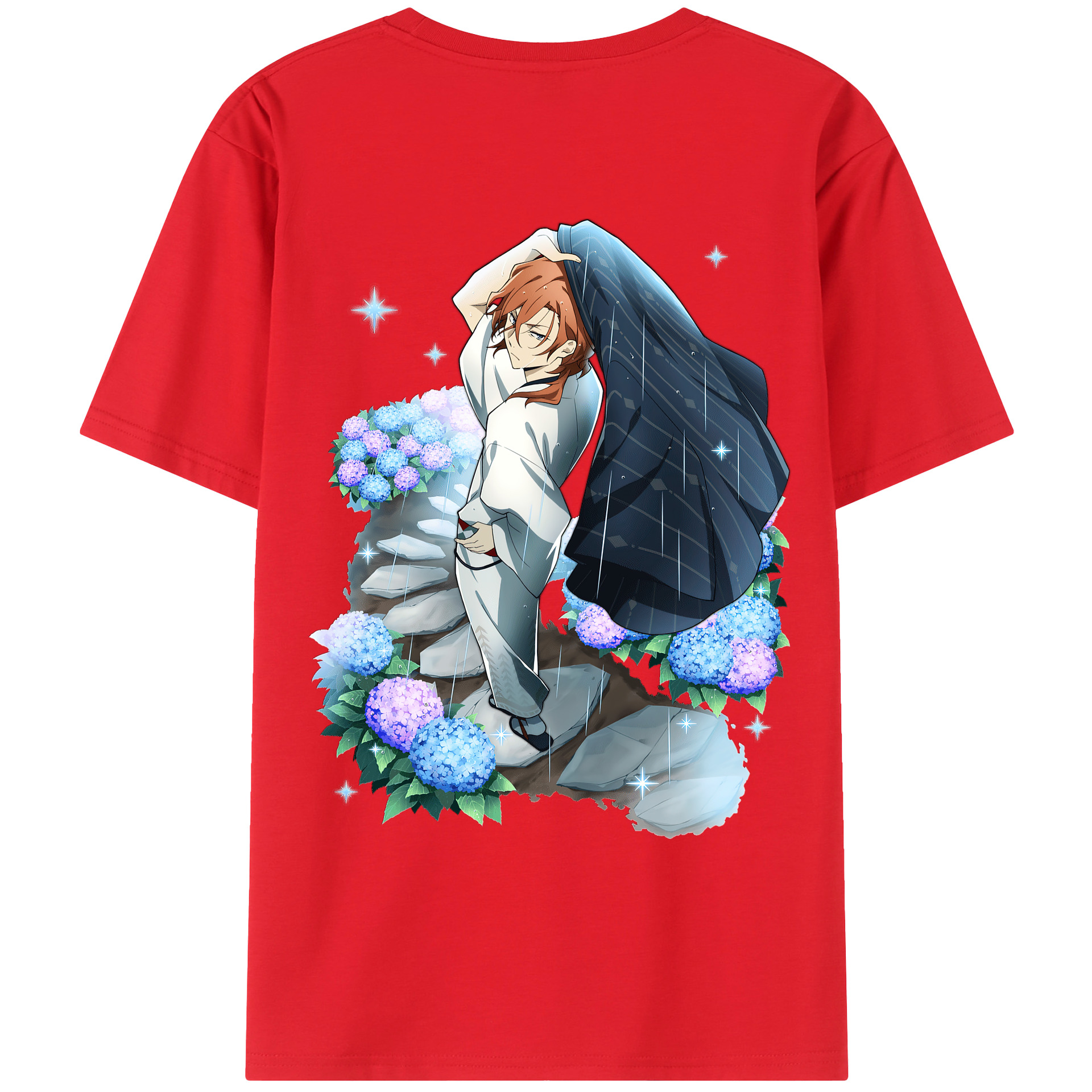 （画像用） 文豪ストレイドッグス Bungo Stray Dogs 綿100％ メンズ半袖Tシャツ（バックプリント） 通気性