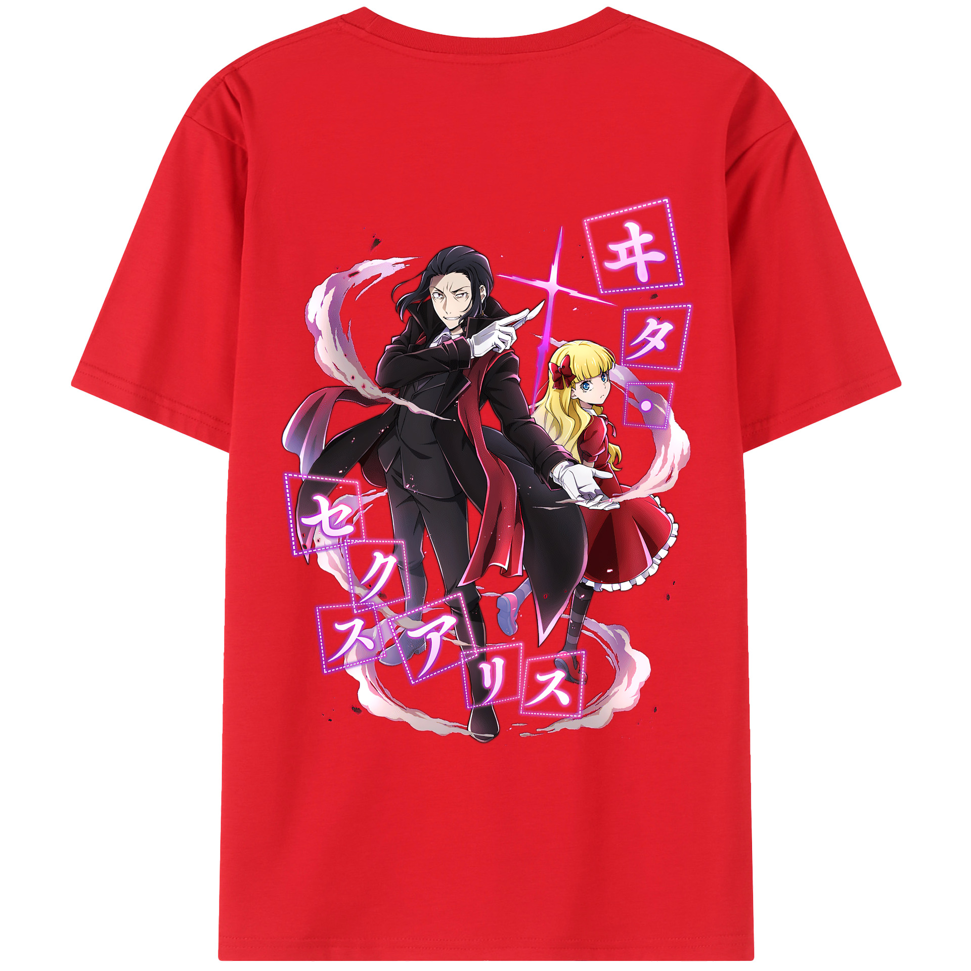 （画像用） 文豪ストレイドッグス Bungo Stray Dogs 綿100％ メンズ半袖Tシャツ（バックプリント） 通気性
