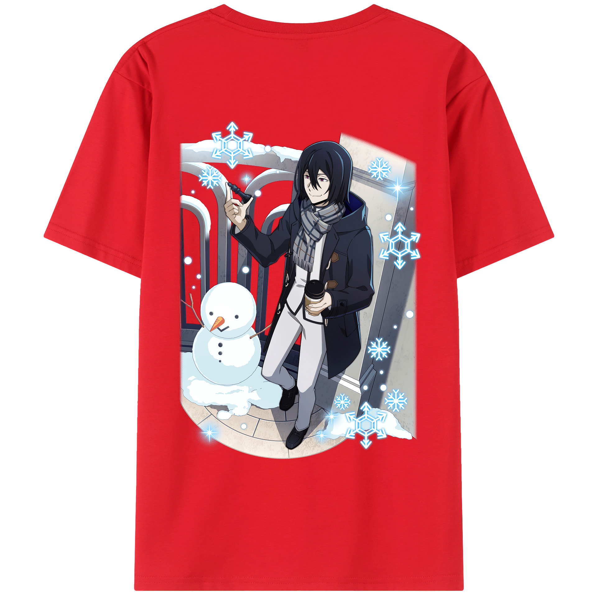 （画像用） 文豪ストレイドッグス Bungo Stray Dogs 綿100％ メンズ半袖Tシャツ（バックプリント） 通気性