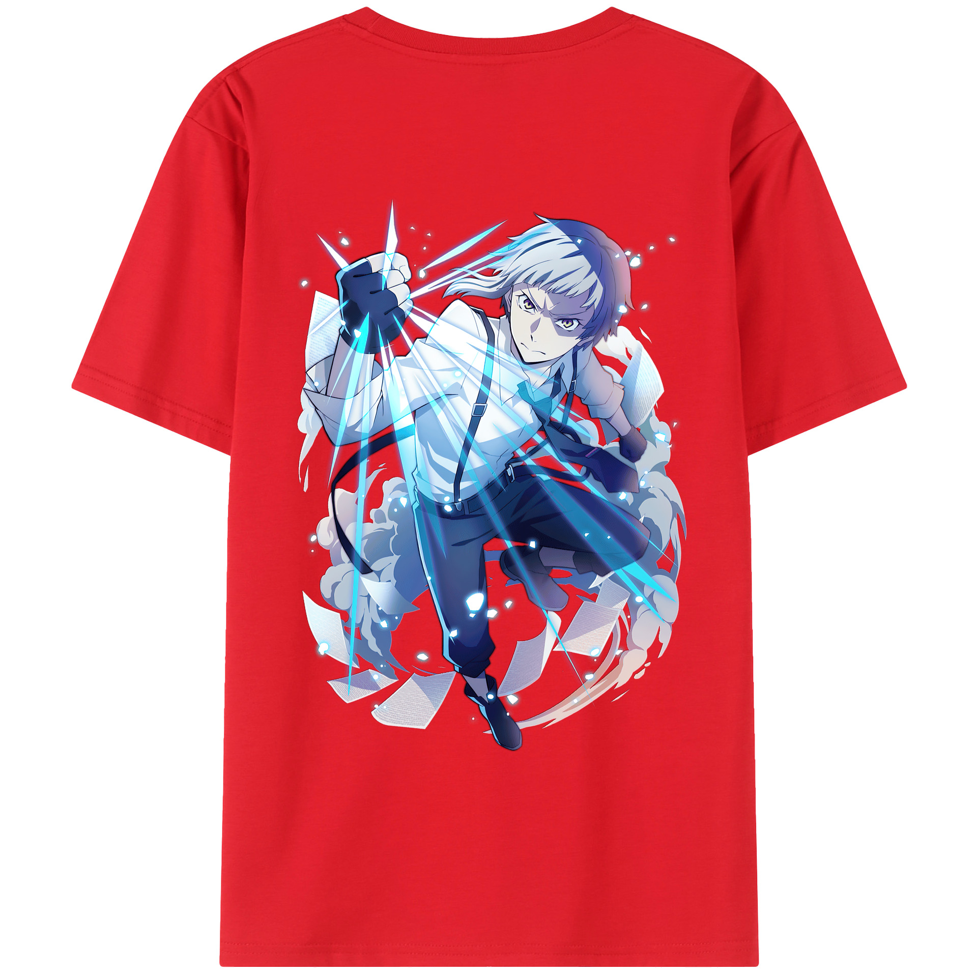 （画像用） 文豪ストレイドッグス Bungo Stray Dogs 綿100％ メンズ半袖Tシャツ（バックプリント） 通気性