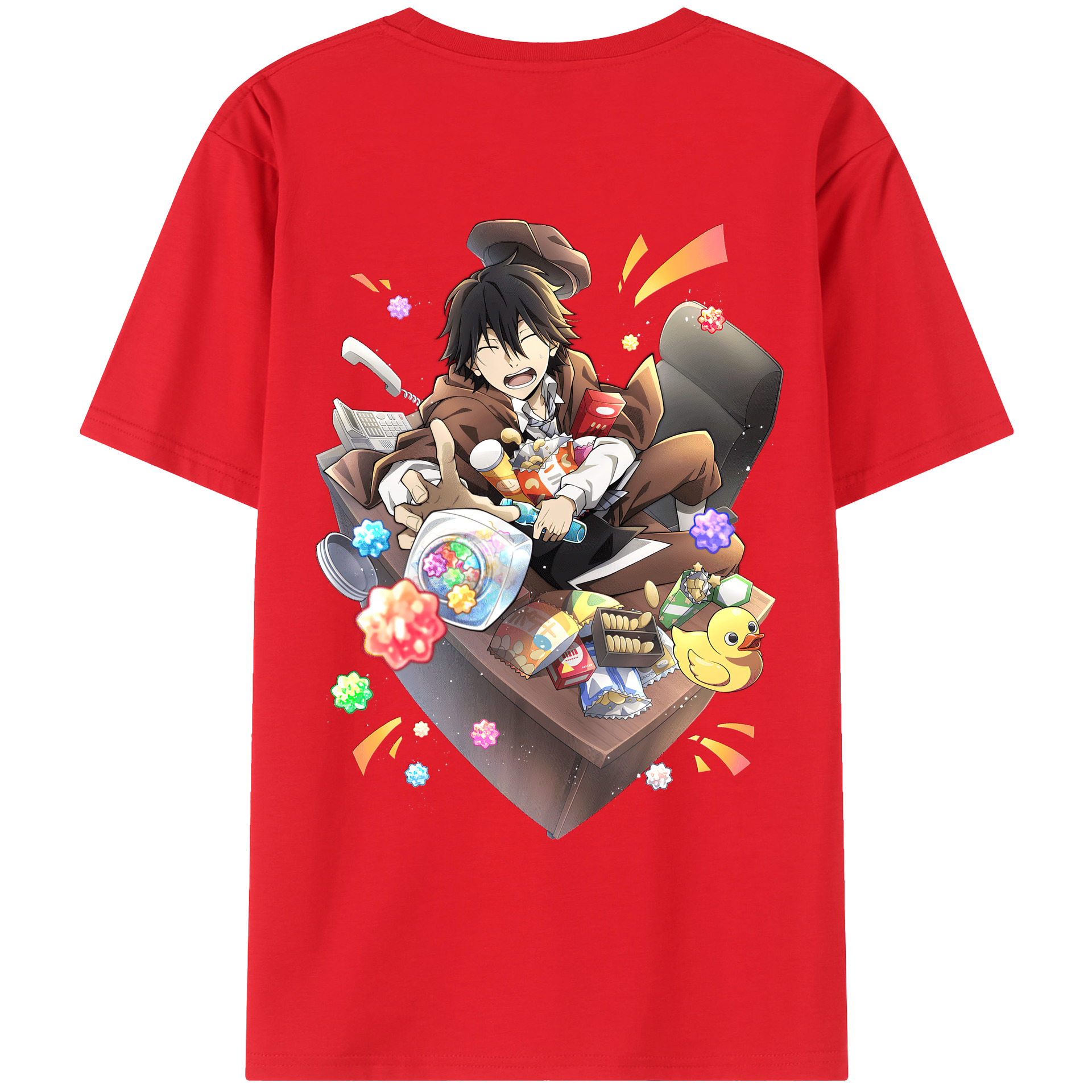 （画像用） 文豪ストレイドッグス Bungo Stray Dogs 綿100％ メンズ半袖Tシャツ（バックプリント） 通気性