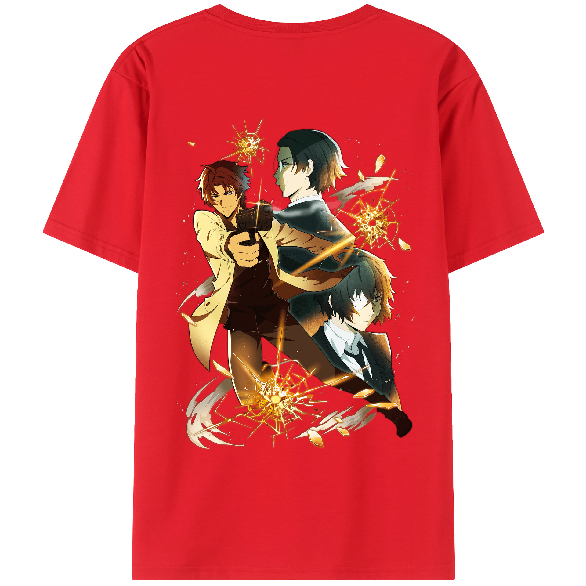 （画像用） 文豪ストレイドッグス Bungo Stray Dogs 綿100％ メンズ半袖Tシャツ（バックプリント） 通気性