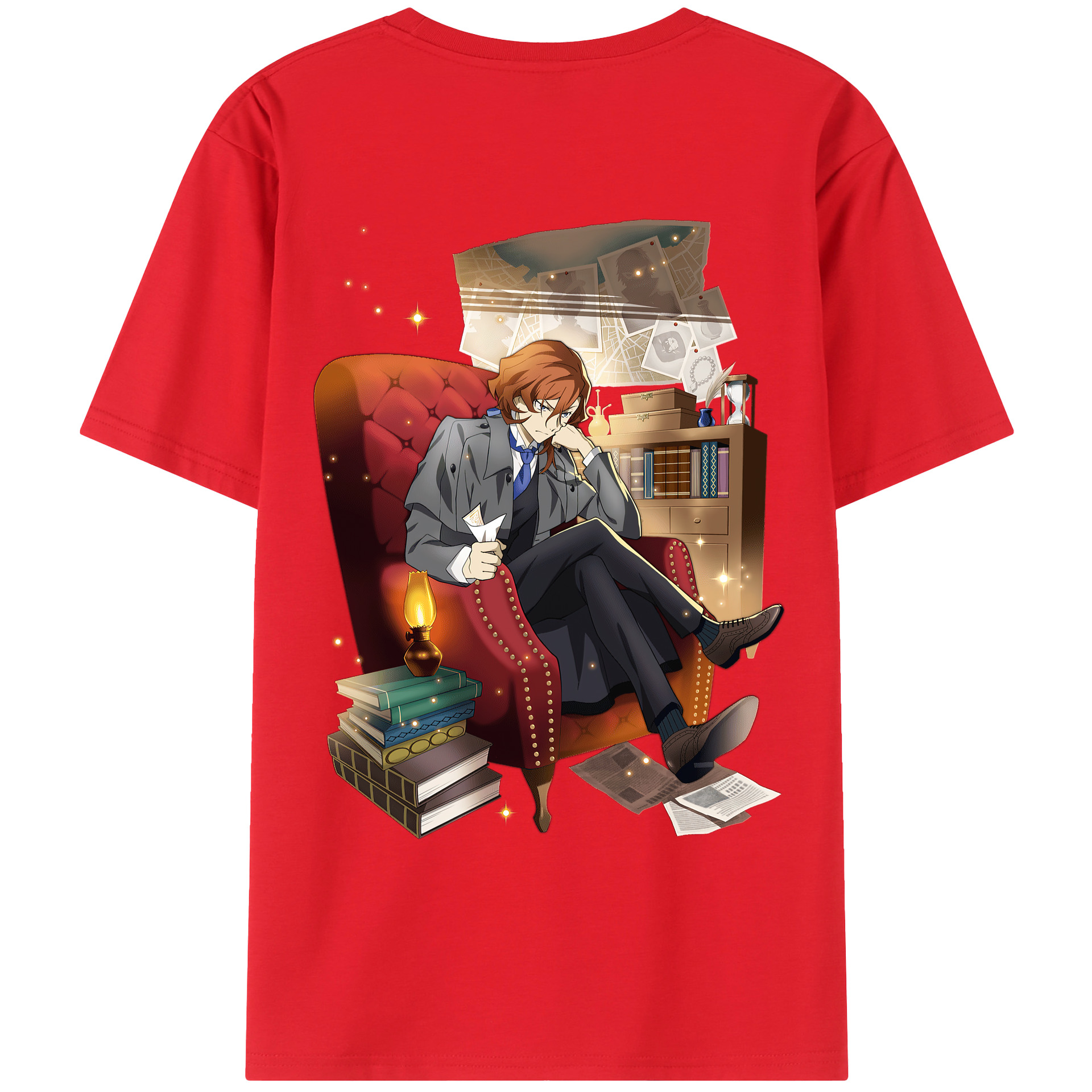 （画像用） 文豪ストレイドッグス Bungo Stray Dogs 綿100％ メンズ半袖Tシャツ（バックプリント） 通気性