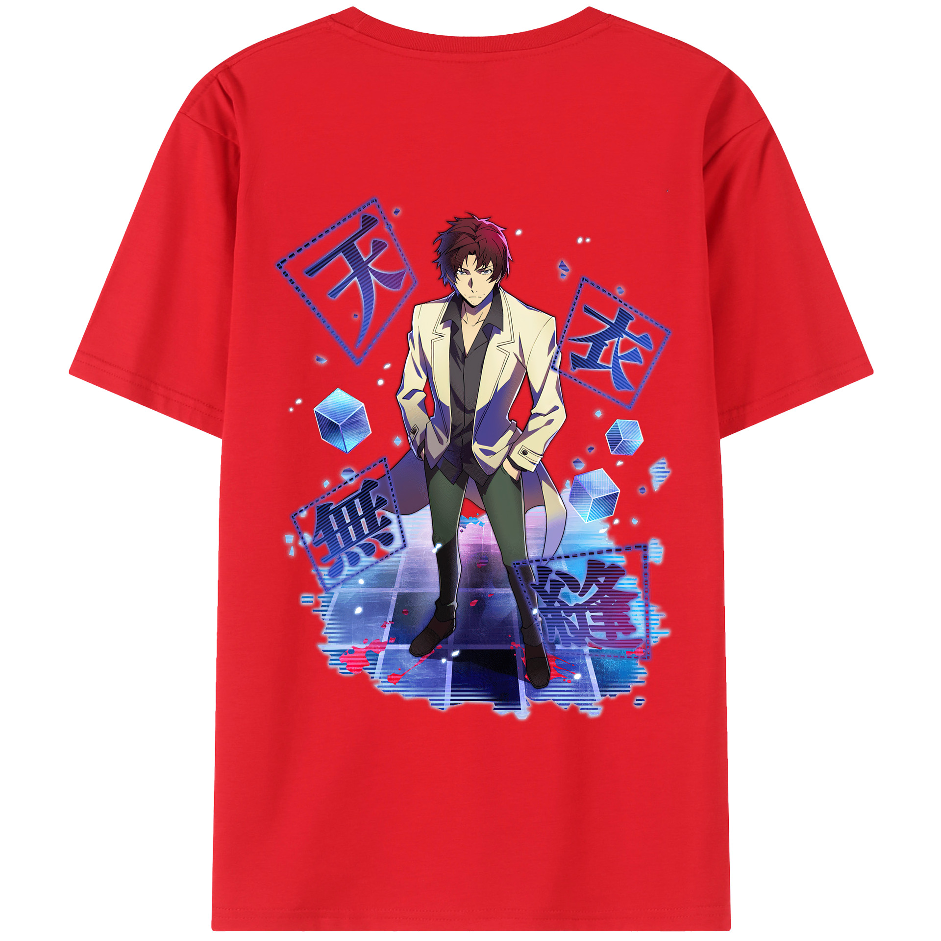 （画像用） 文豪ストレイドッグス Bungo Stray Dogs 綿100％ メンズ半袖Tシャツ（バックプリント） 通気性