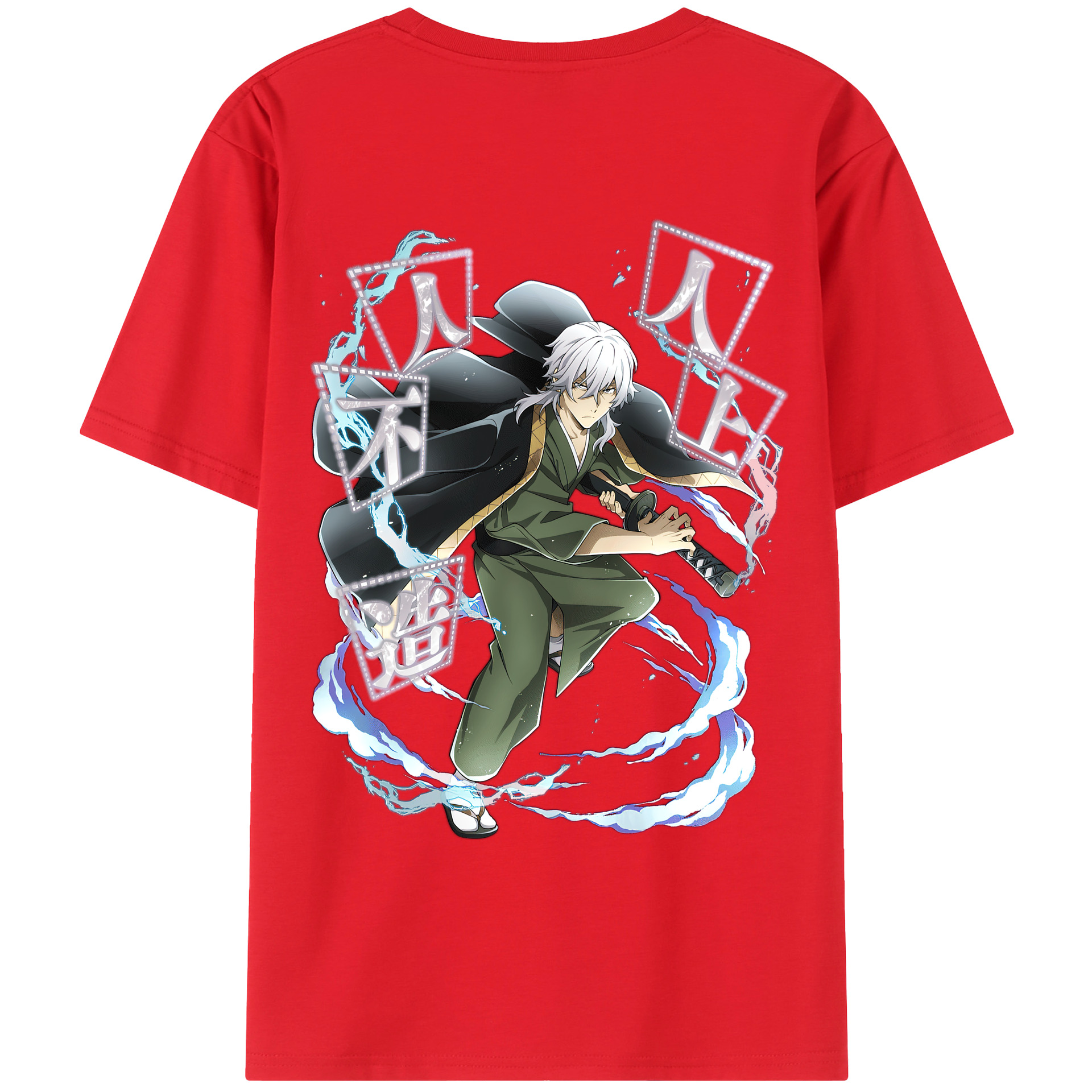 （画像用） 文豪ストレイドッグス Bungo Stray Dogs 綿100％ メンズ半袖Tシャツ（バックプリント） 通気性