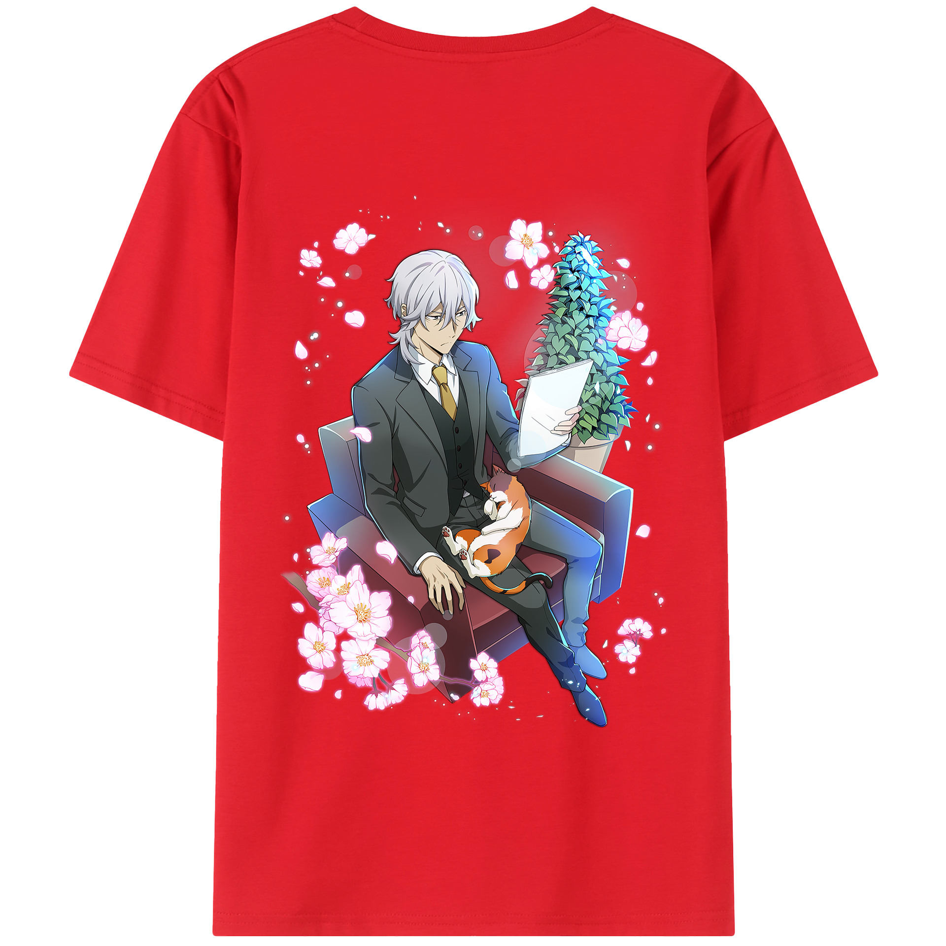 （画像用） 文豪ストレイドッグス Bungo Stray Dogs 綿100％ メンズ半袖Tシャツ（バックプリント） 通気性
