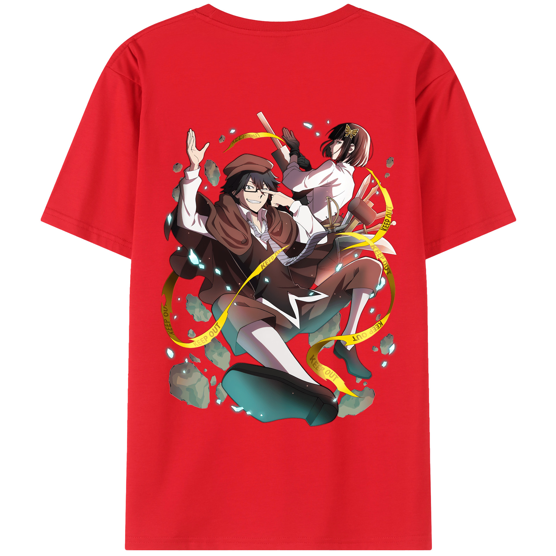 （画像用） 文豪ストレイドッグス Bungo Stray Dogs 綿100％ メンズ半袖Tシャツ（バックプリント） 通気性