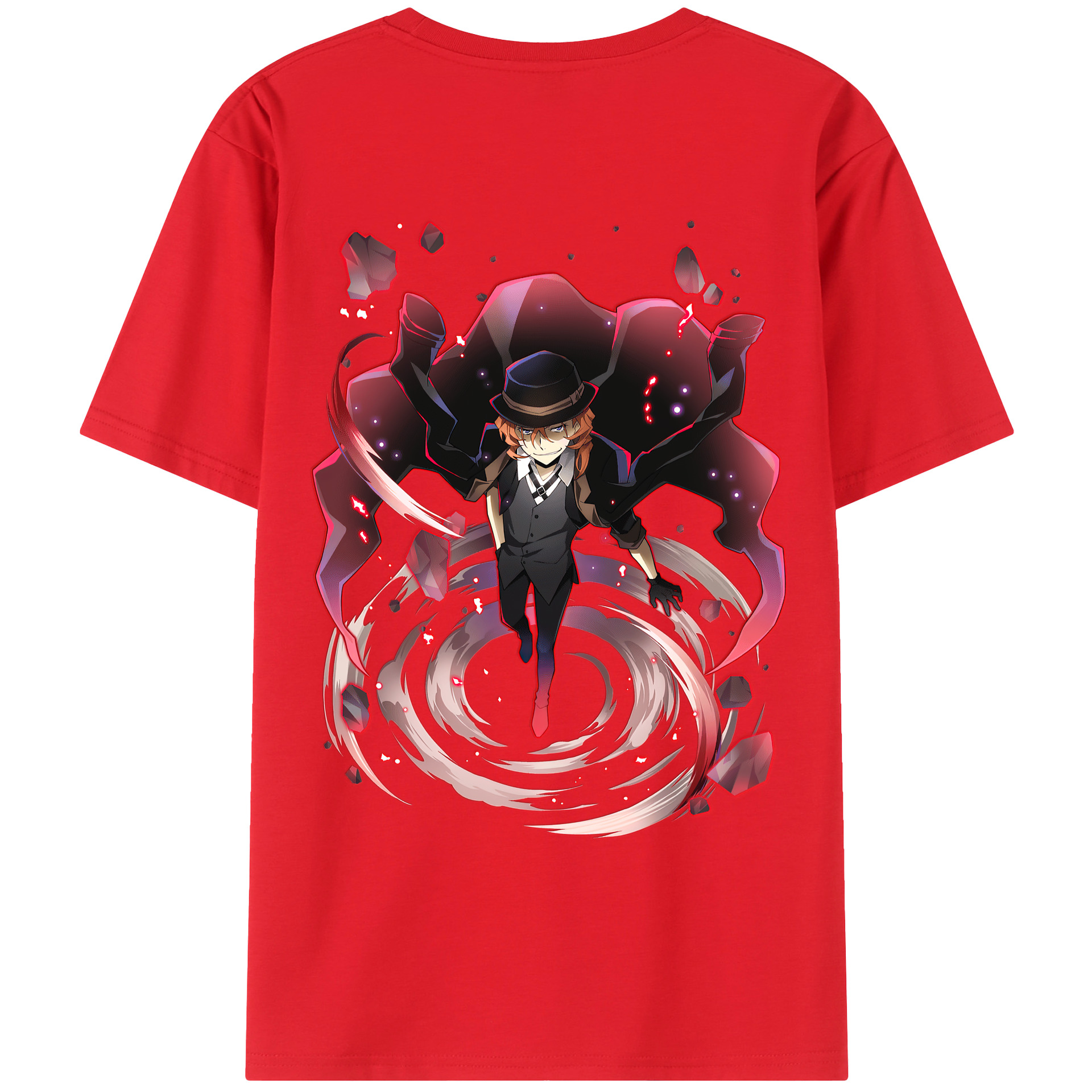 （画像用） 文豪ストレイドッグス Bungo Stray Dogs 綿100％ メンズ半袖Tシャツ（バックプリント） 通気性