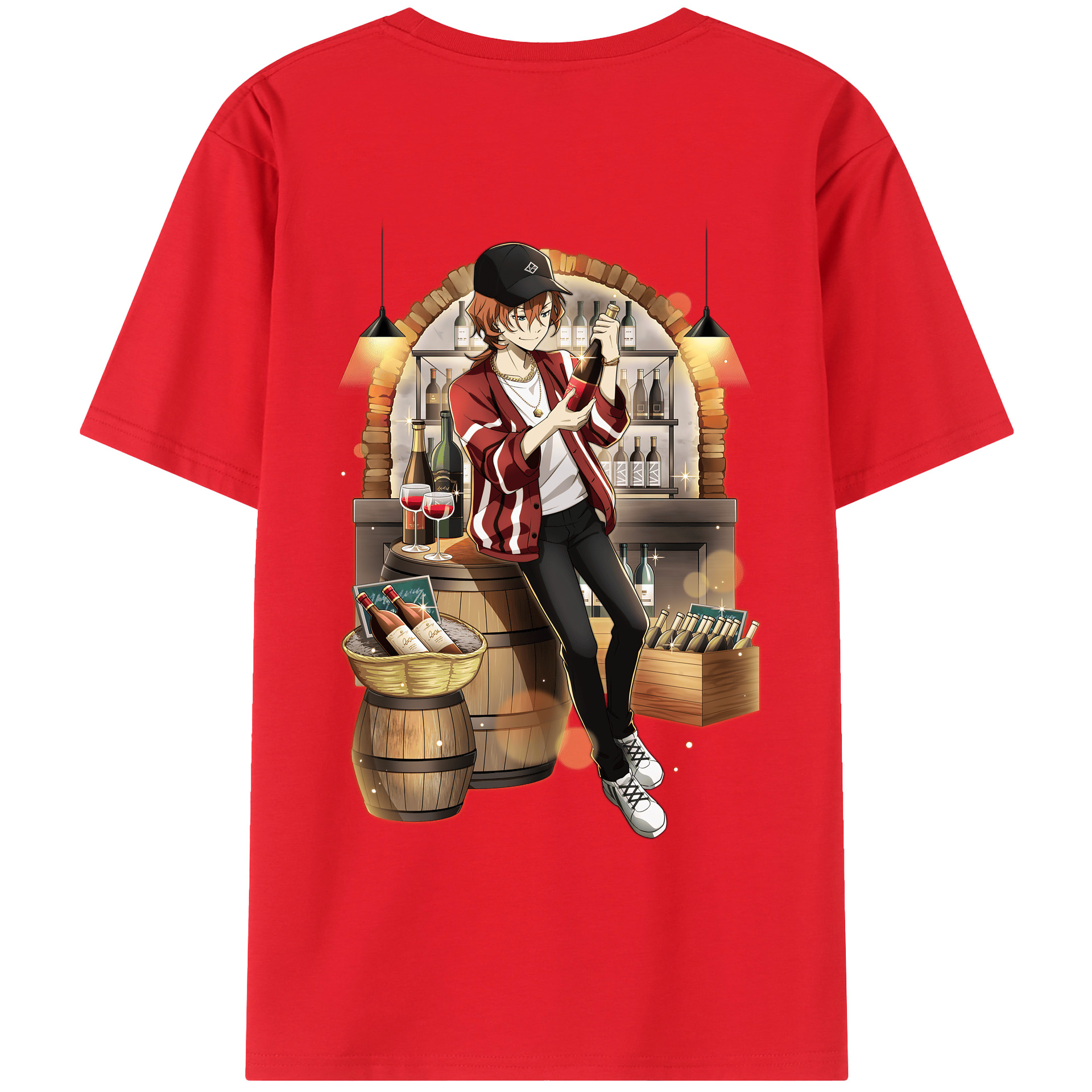 （画像用） 文豪ストレイドッグス Bungo Stray Dogs 綿100％ メンズ半袖Tシャツ（バックプリント） 通気性