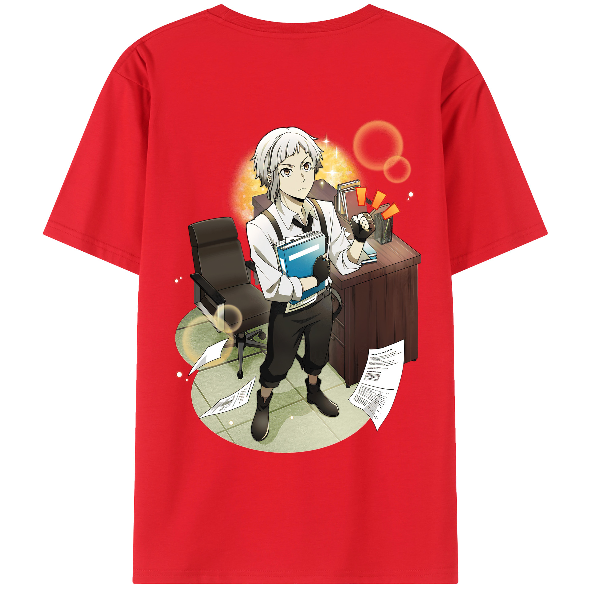 （画像用） 文豪ストレイドッグス Bungo Stray Dogs 綿100％ メンズ半袖Tシャツ（バックプリント） 通気性