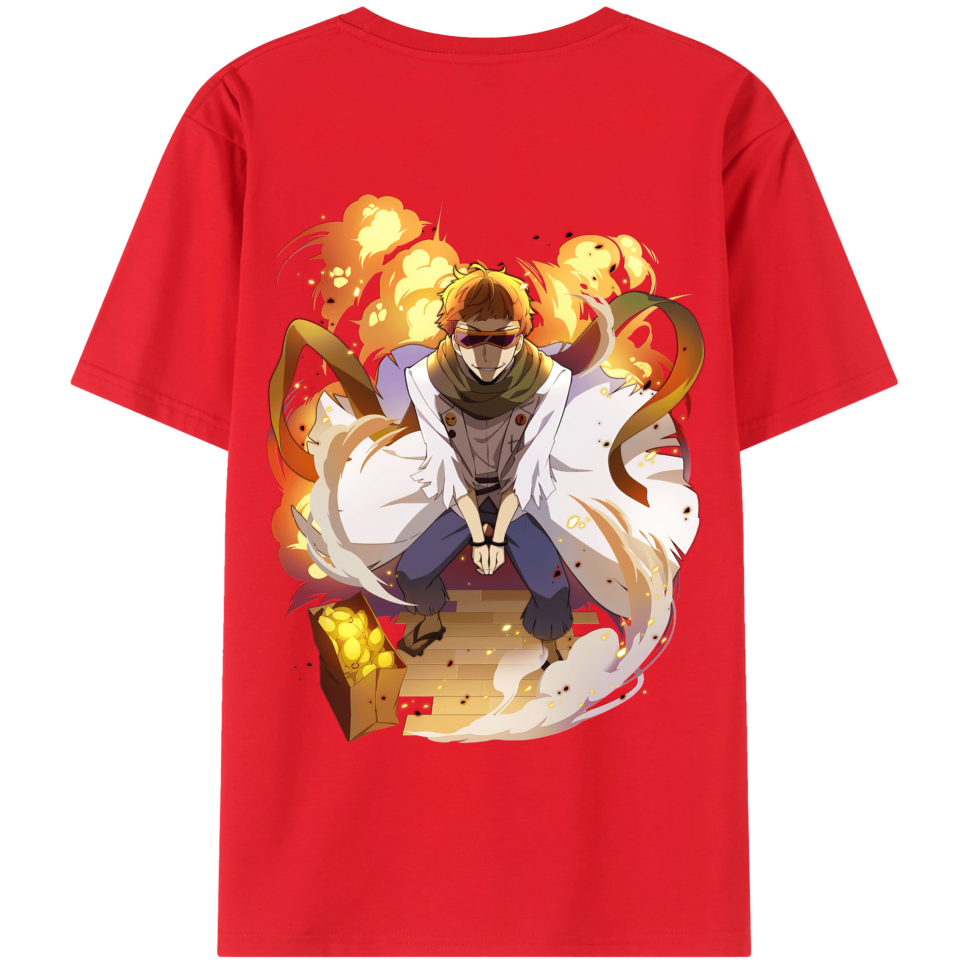 （画像用） 文豪ストレイドッグス Bungo Stray Dogs 綿100％ メンズ半袖Tシャツ（バックプリント） 通気性