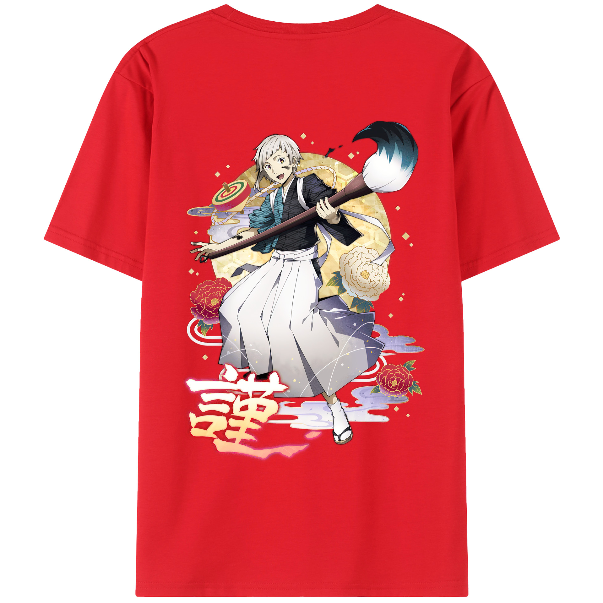 （画像用） 文豪ストレイドッグス Bungo Stray Dogs 綿100％ メンズ半袖Tシャツ（バックプリント） 通気性