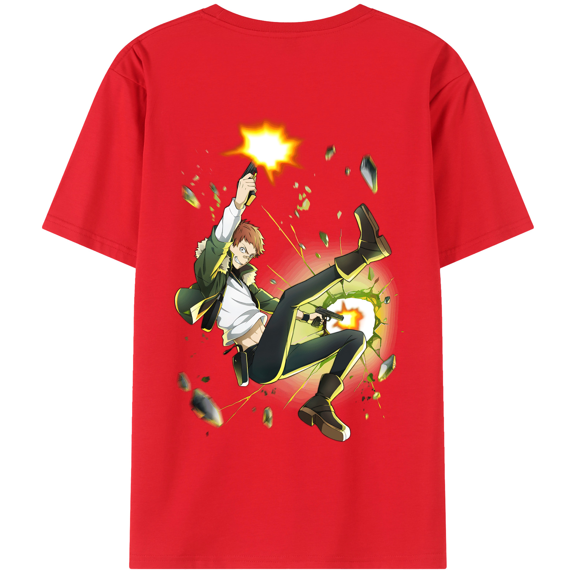 （画像用） 文豪ストレイドッグス Bungo Stray Dogs 綿100％ メンズ半袖Tシャツ（バックプリント） 通気性