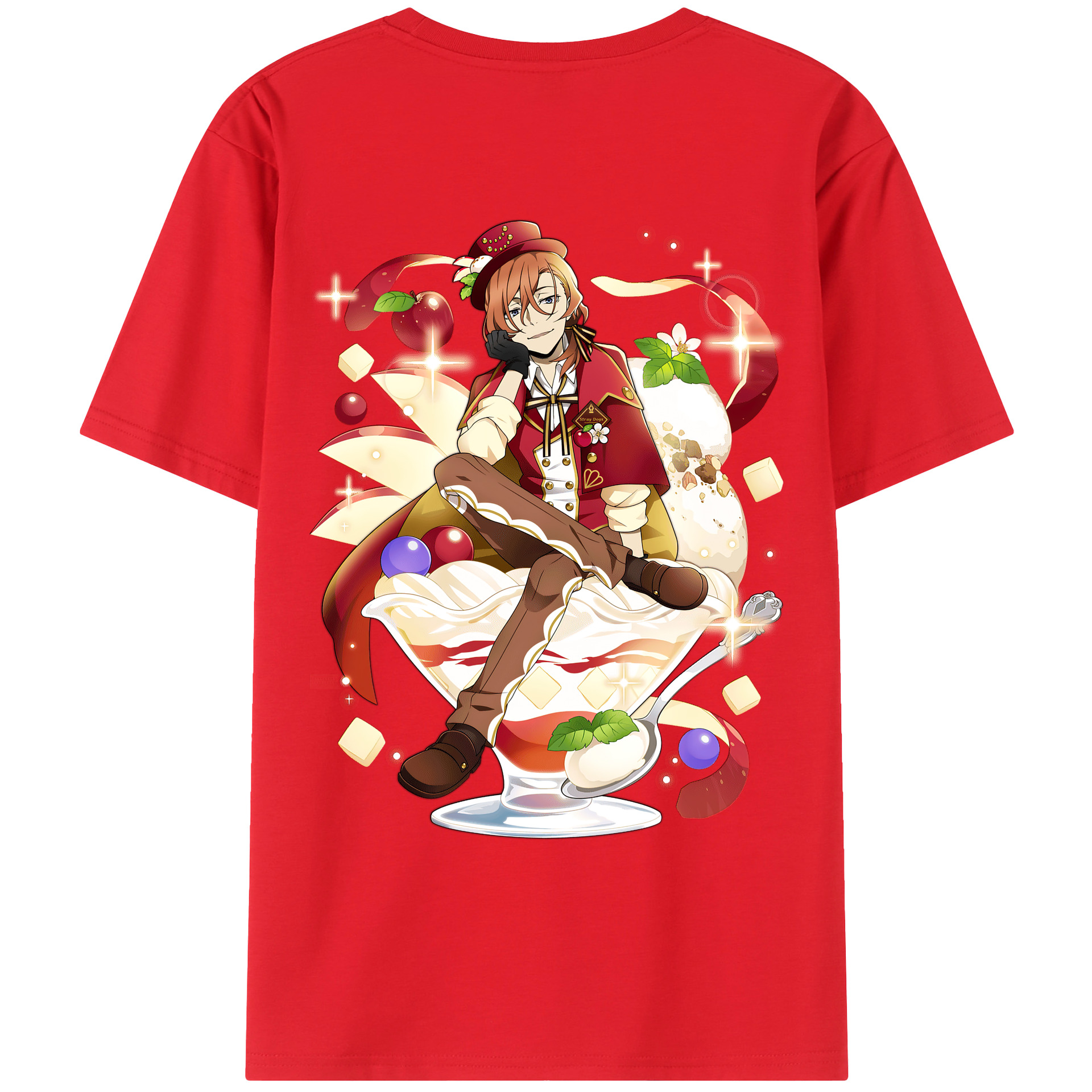 （画像用） 文豪ストレイドッグス Bungo Stray Dogs 綿100％ メンズ半袖Tシャツ（バックプリント） 通気性