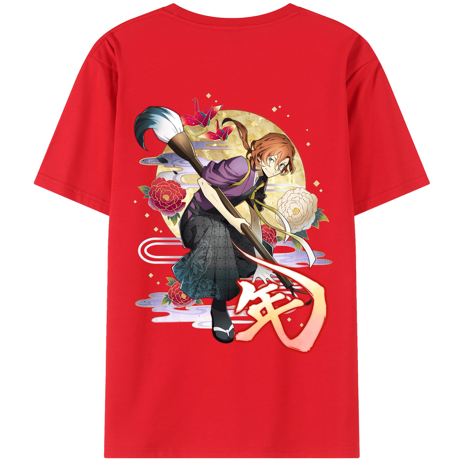 （画像用） 文豪ストレイドッグス Bungo Stray Dogs 綿100％ メンズ半袖Tシャツ（バックプリント） 通気性