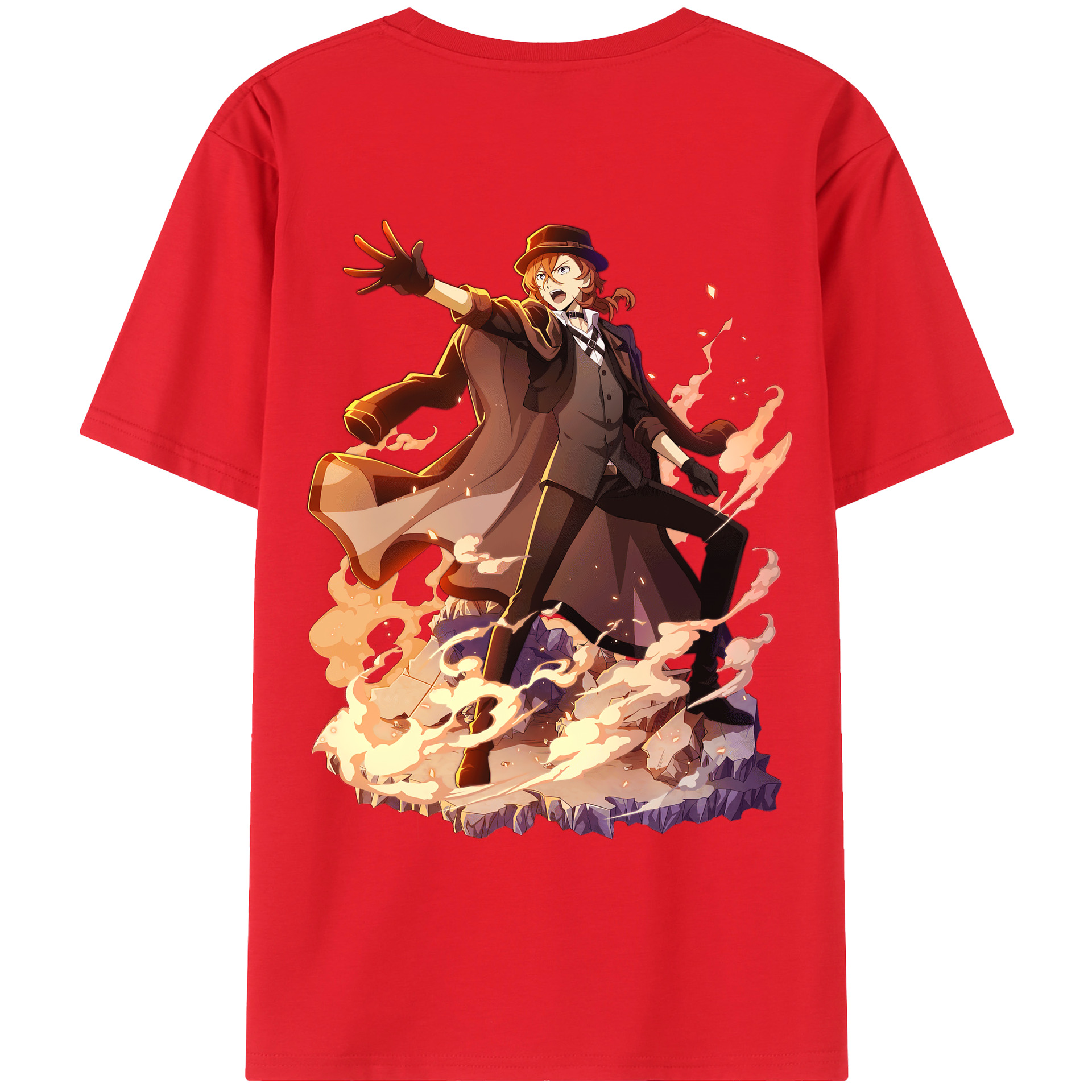 （画像用） 文豪ストレイドッグス Bungo Stray Dogs 綿100％ メンズ半袖Tシャツ（バックプリント） 通気性