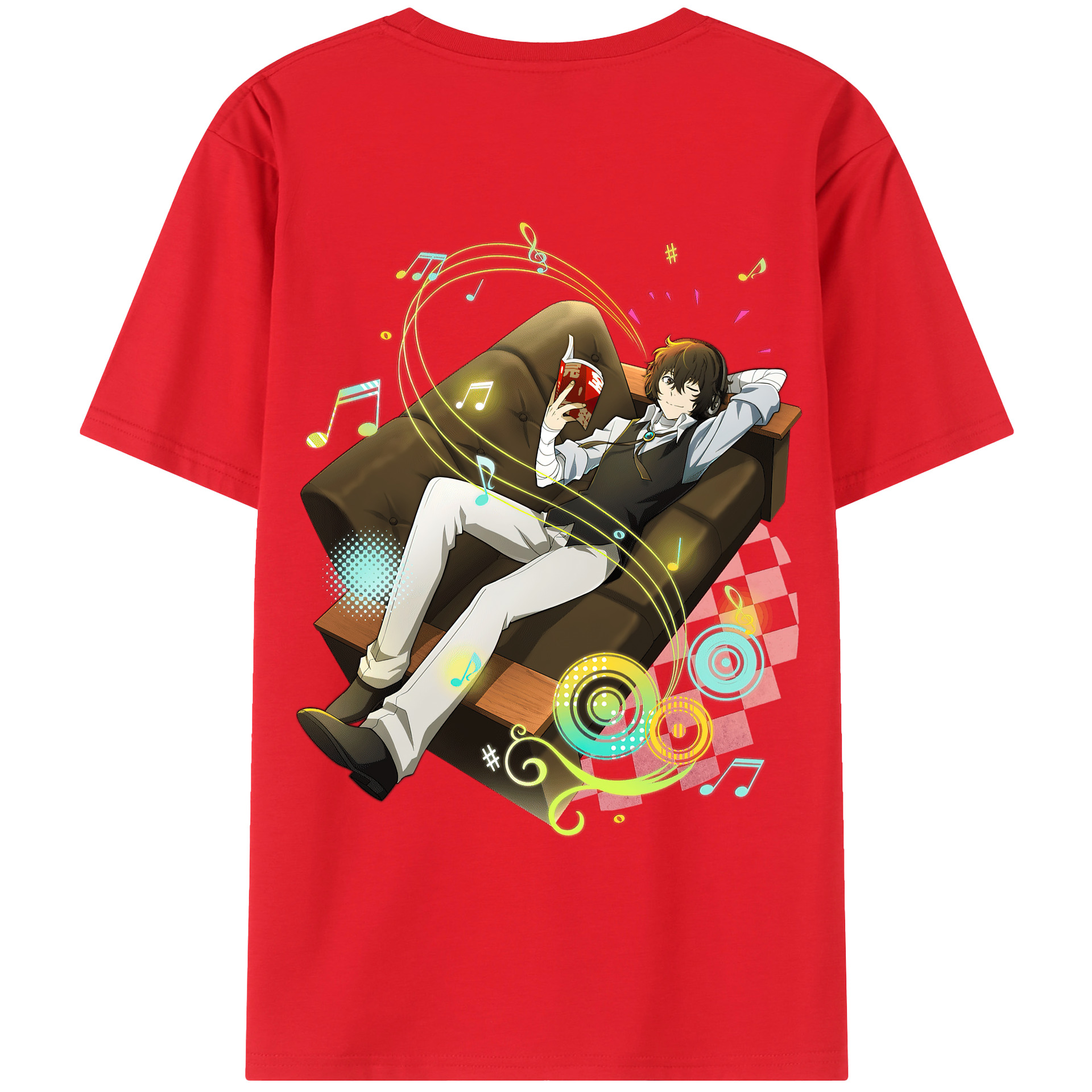 （画像用） 文豪ストレイドッグス Bungo Stray Dogs 綿100％ メンズ半袖Tシャツ（バックプリント） 通気性