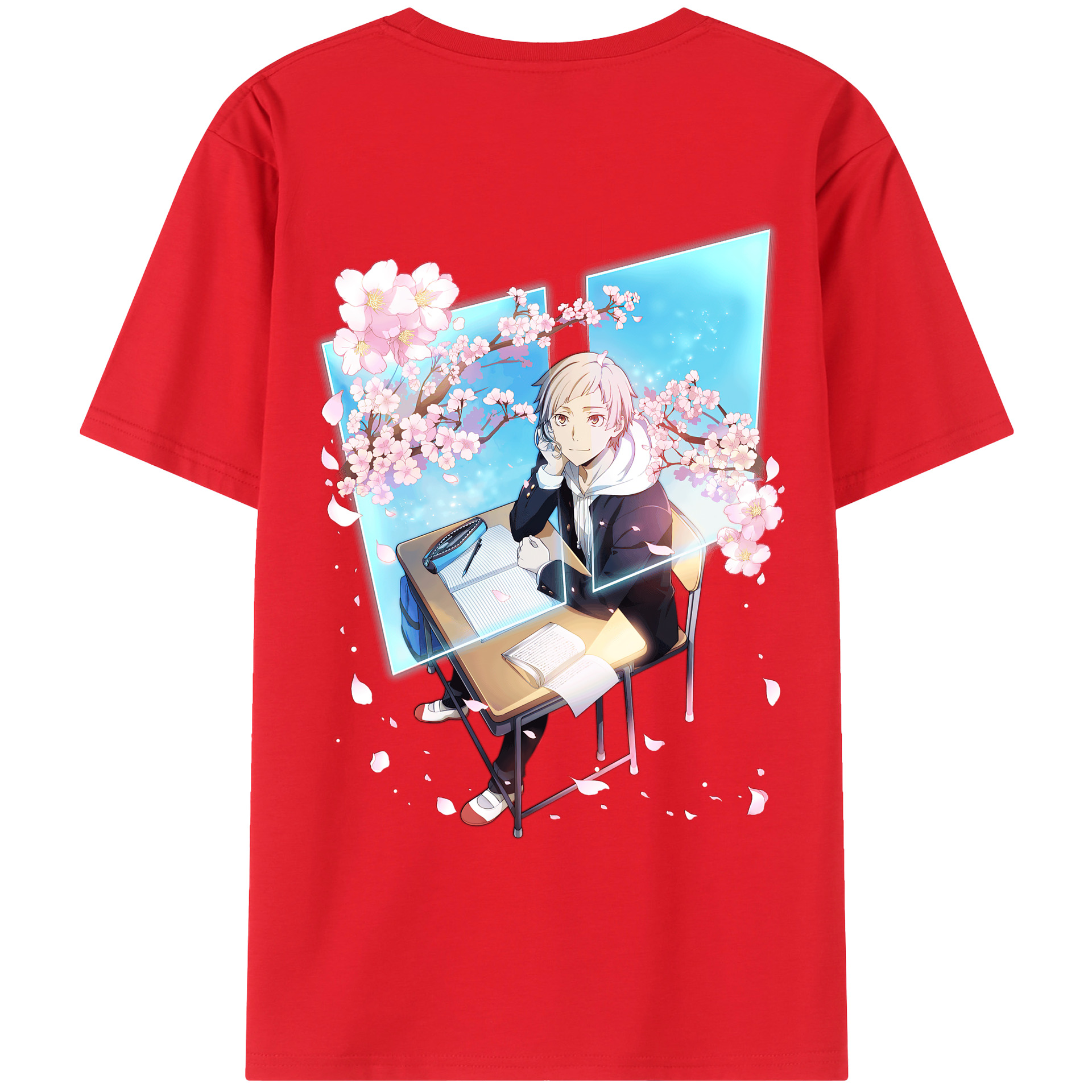 （画像用） 文豪ストレイドッグス Bungo Stray Dogs 綿100％ メンズ半袖Tシャツ（バックプリント） 通気性