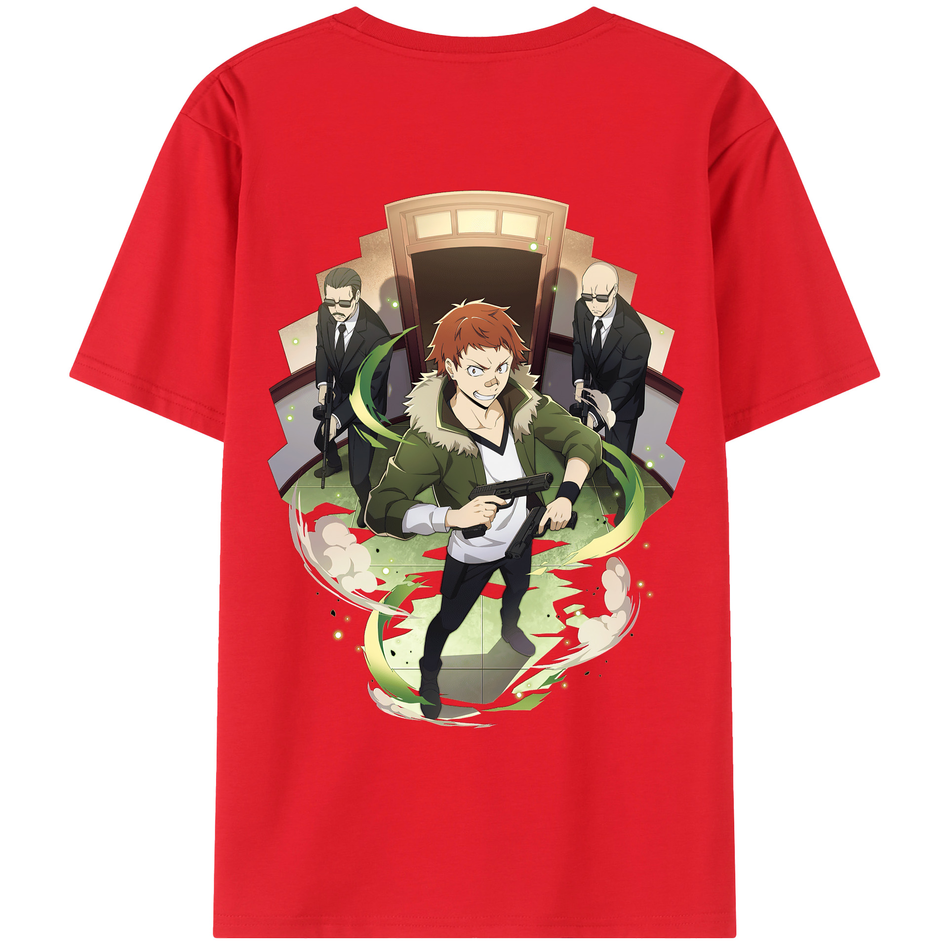 （画像用） 文豪ストレイドッグス Bungo Stray Dogs 綿100％ メンズ半袖Tシャツ（バックプリント） 通気性