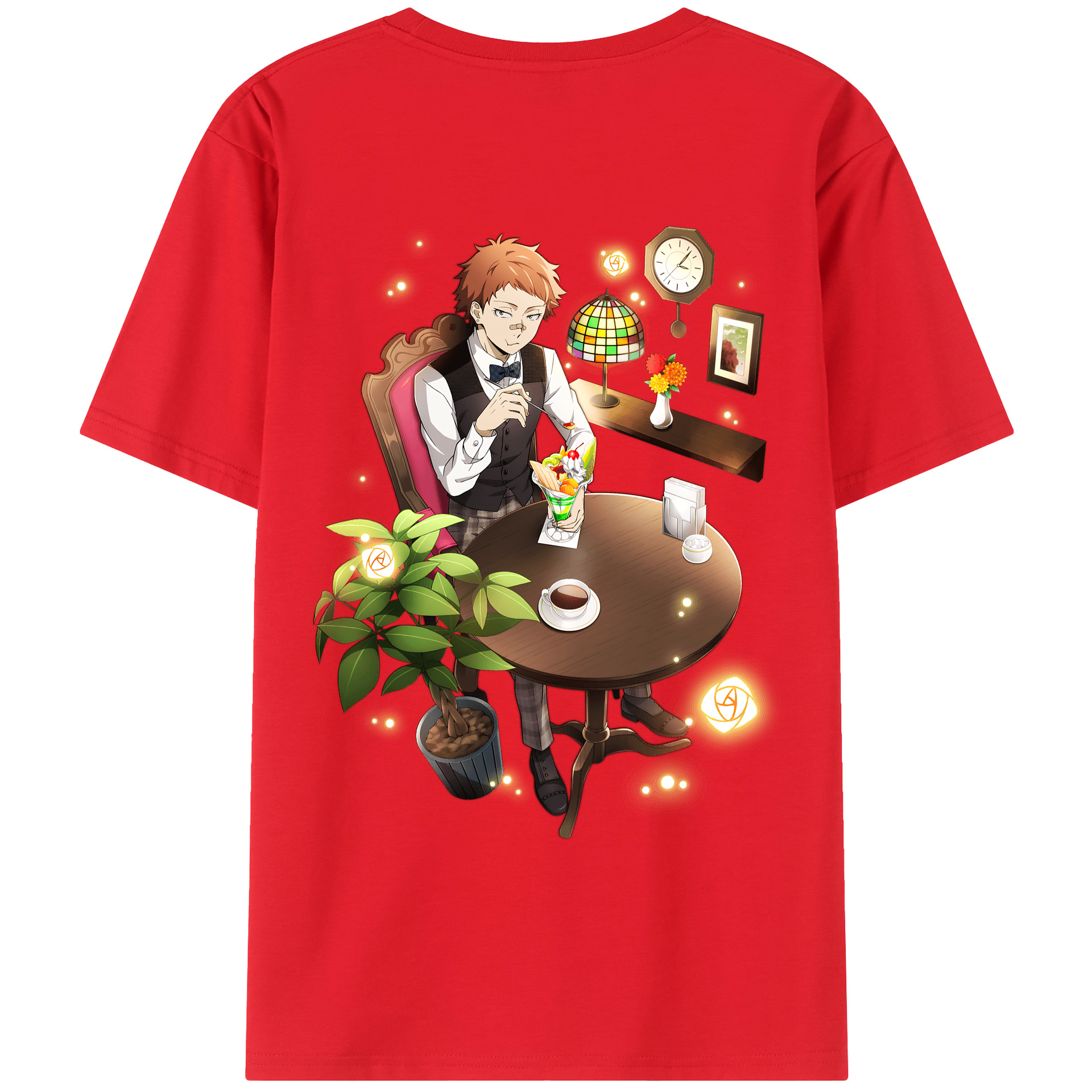（画像用） 文豪ストレイドッグス Bungo Stray Dogs 綿100％ メンズ半袖Tシャツ（バックプリント） 通気性