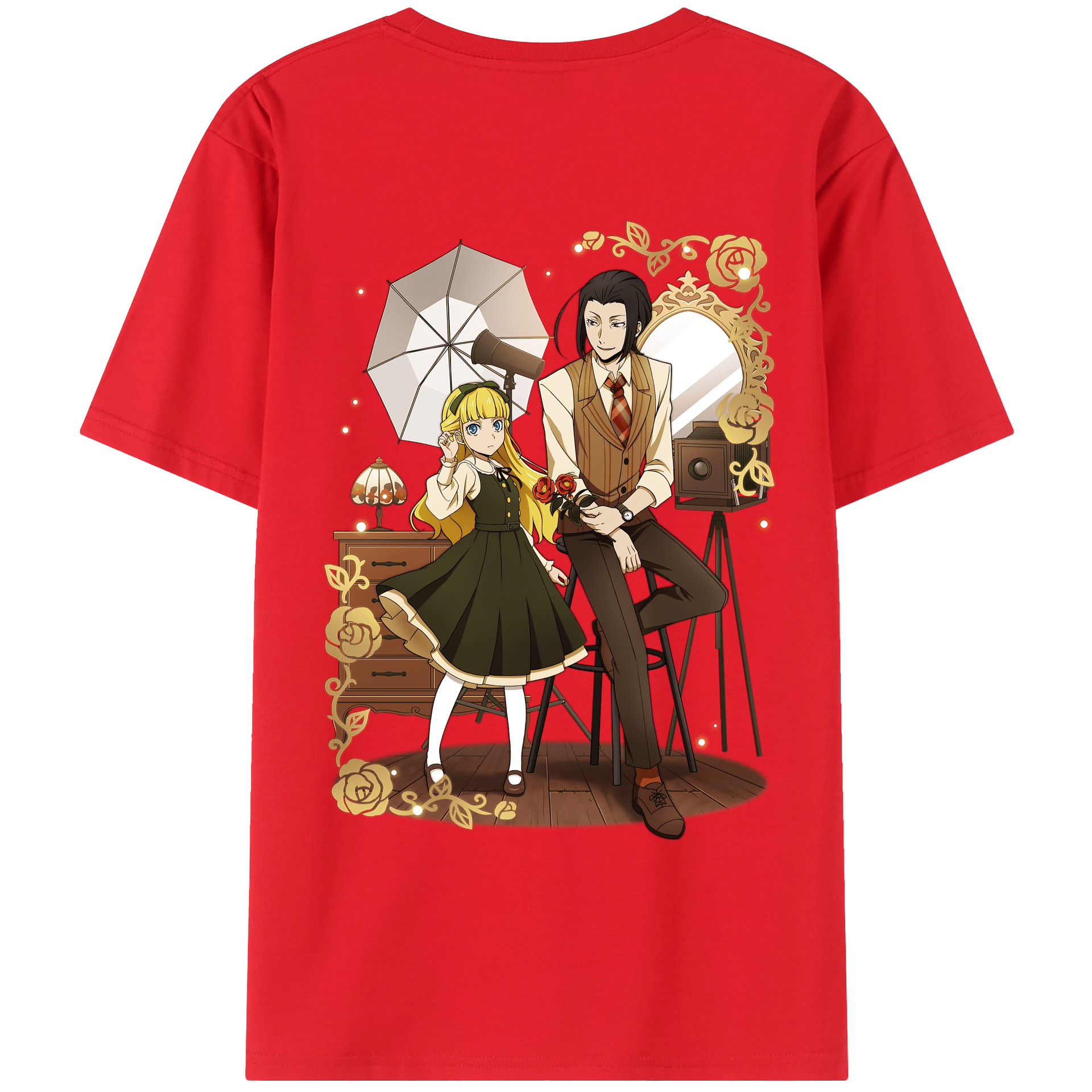 （画像用） 文豪ストレイドッグス Bungo Stray Dogs 綿100％ メンズ半袖Tシャツ（バックプリント） 通気性