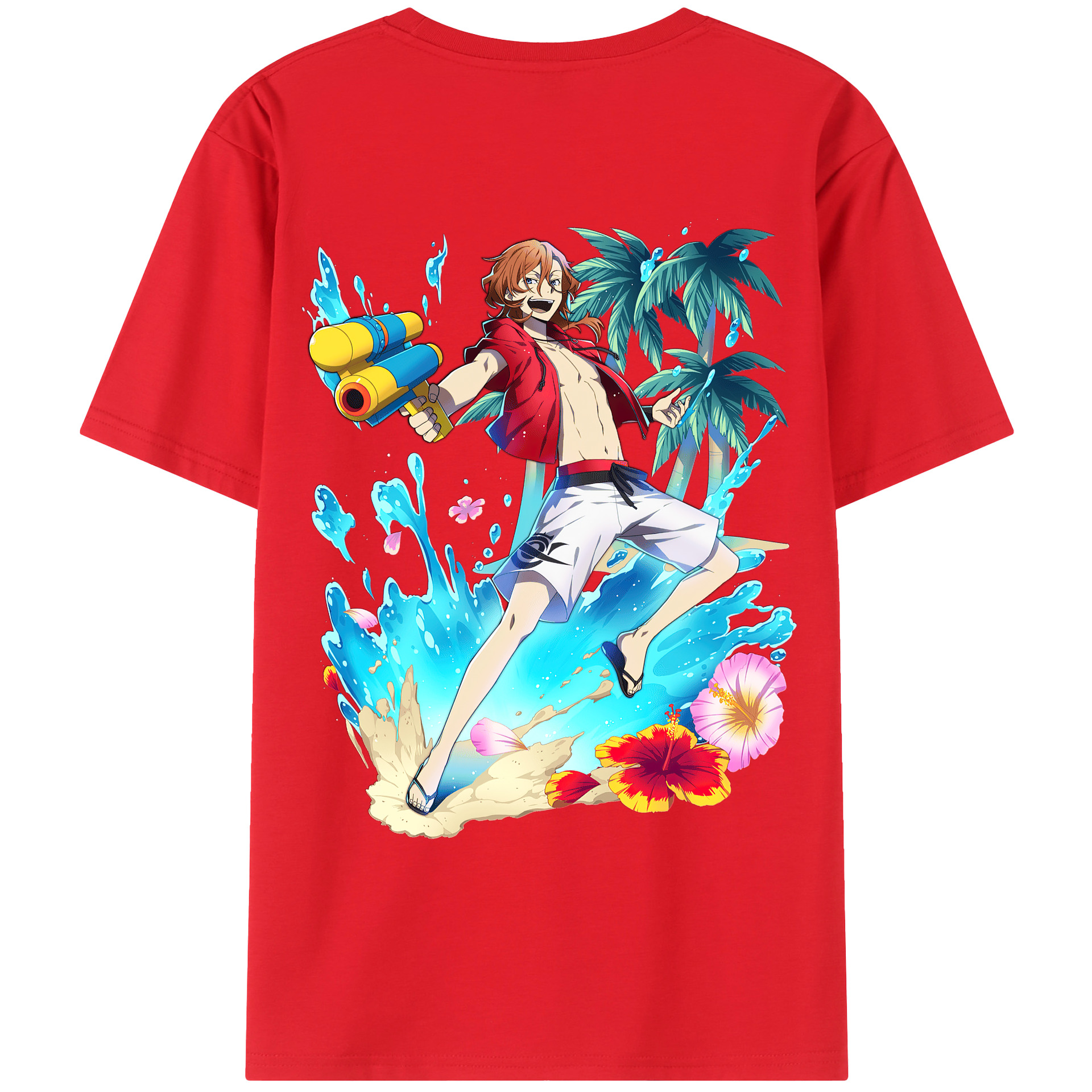 （画像用） 文豪ストレイドッグス Bungo Stray Dogs 綿100％ メンズ半袖Tシャツ（バックプリント） 通気性