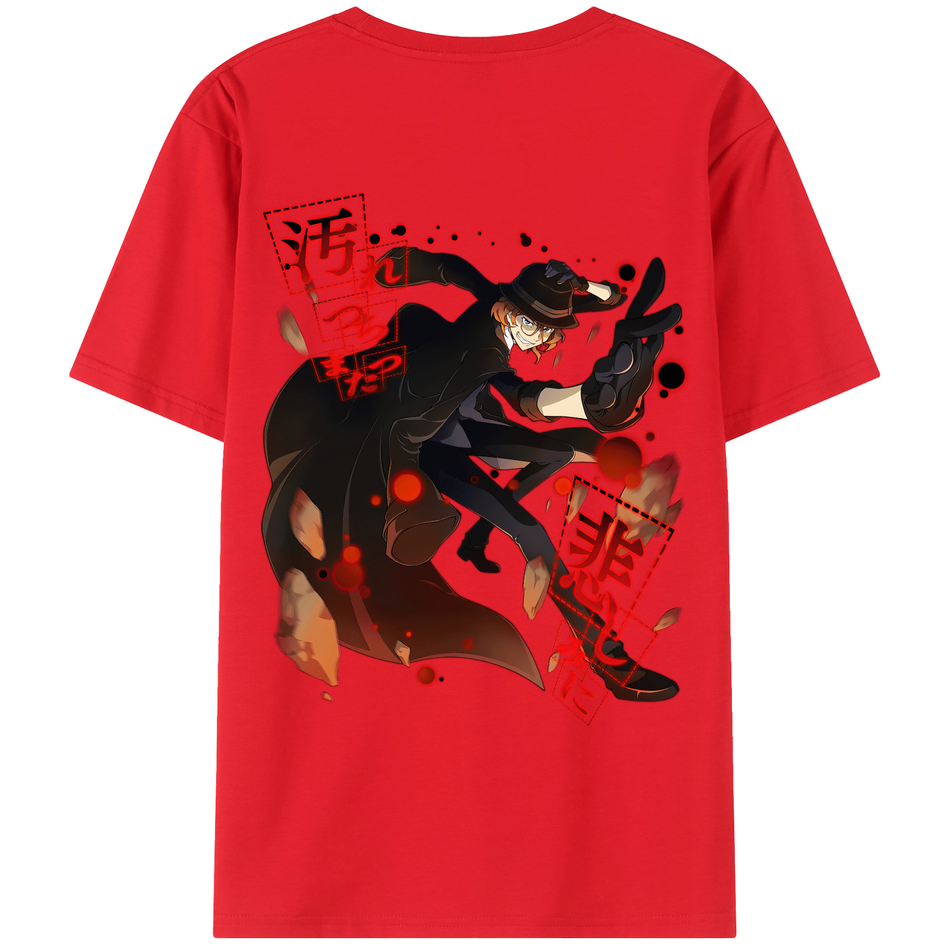 （画像用） 文豪ストレイドッグス Bungo Stray Dogs 綿100％ メンズ半袖Tシャツ（バックプリント） 通気性