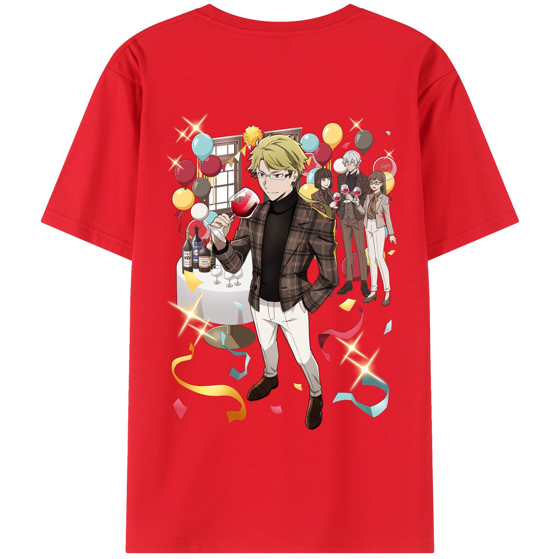（画像用） 文豪ストレイドッグス Bungo Stray Dogs 綿100％ メンズ半袖Tシャツ（バックプリント） 通気性