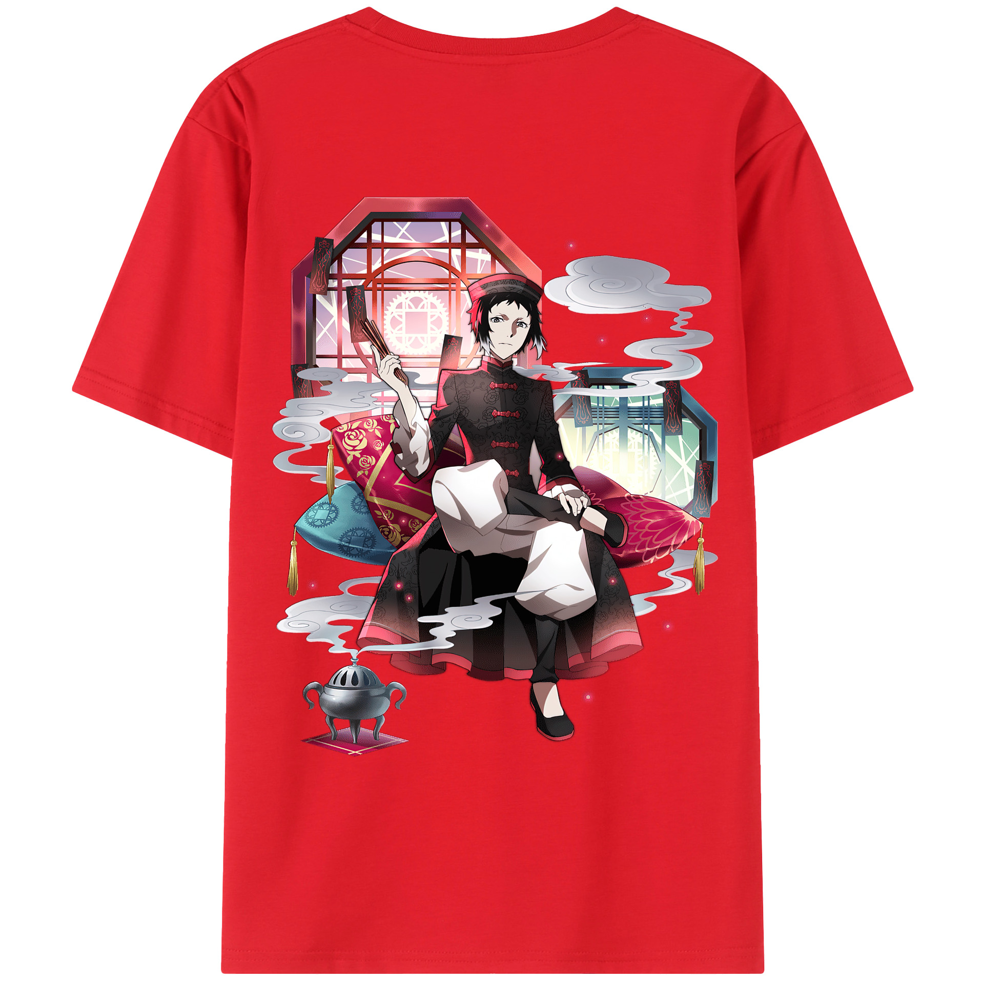 （画像用） 文豪ストレイドッグス Bungo Stray Dogs 綿100％ メンズ半袖Tシャツ（バックプリント） 通気性