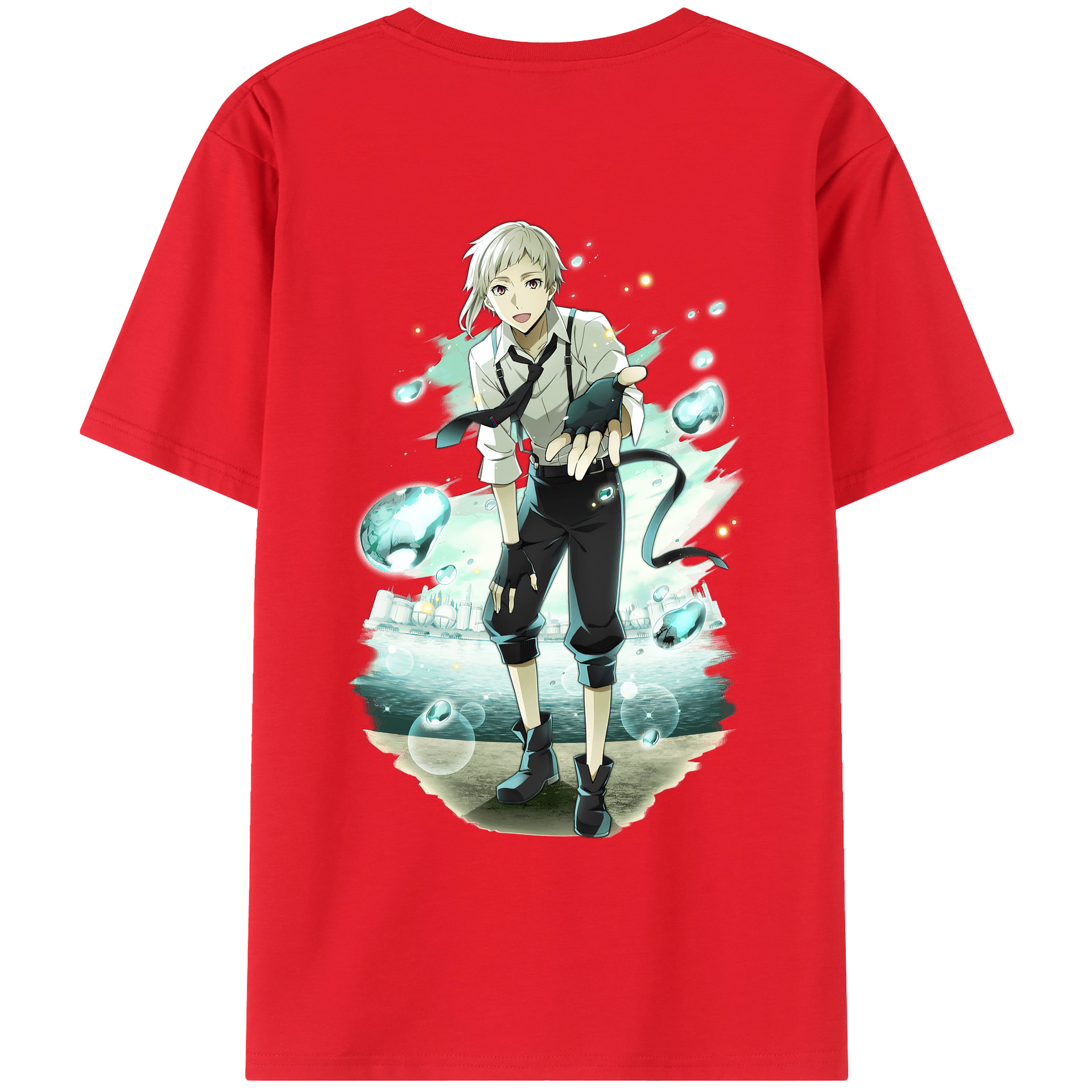 （画像用） 文豪ストレイドッグス Bungo Stray Dogs 綿100％ メンズ半袖Tシャツ（バックプリント） 通気性