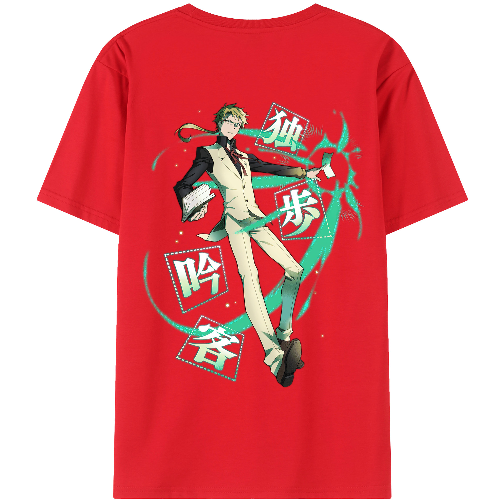 （画像用） 文豪ストレイドッグス Bungo Stray Dogs 綿100％ メンズ半袖Tシャツ（バックプリント） 通気性