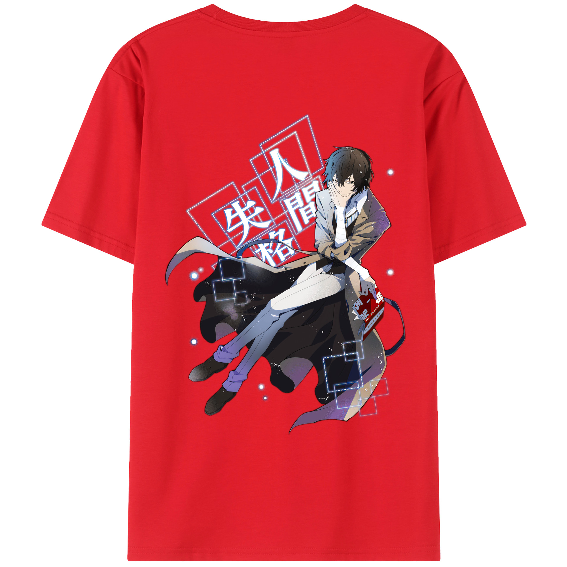（画像用） 文豪ストレイドッグス Bungo Stray Dogs 綿100％ メンズ半袖Tシャツ（バックプリント） 通気性