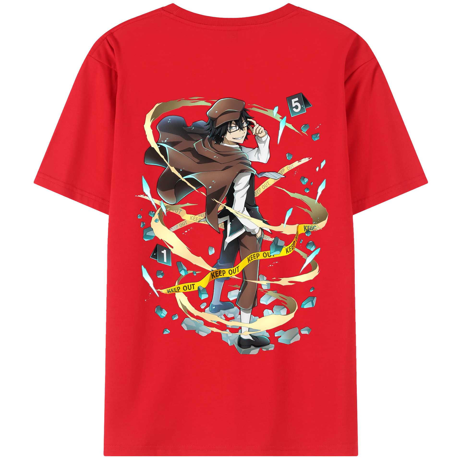 （画像用） 文豪ストレイドッグス Bungo Stray Dogs 綿100％ メンズ半袖Tシャツ（バックプリント） 通気性