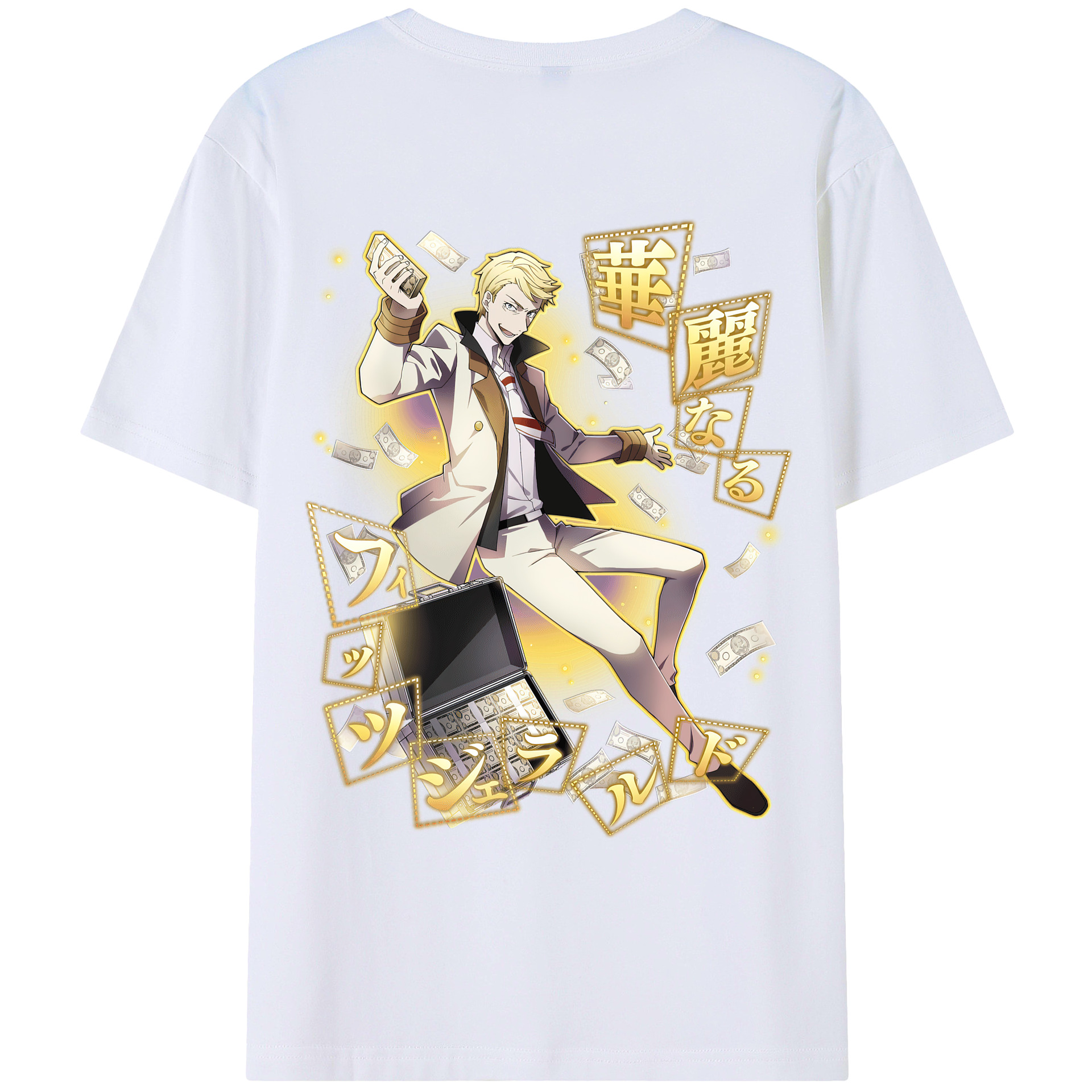 （画像用） 文豪ストレイドッグス Bungo Stray Dogs 綿100％ メンズ半袖Tシャツ（バックプリント） 通気性