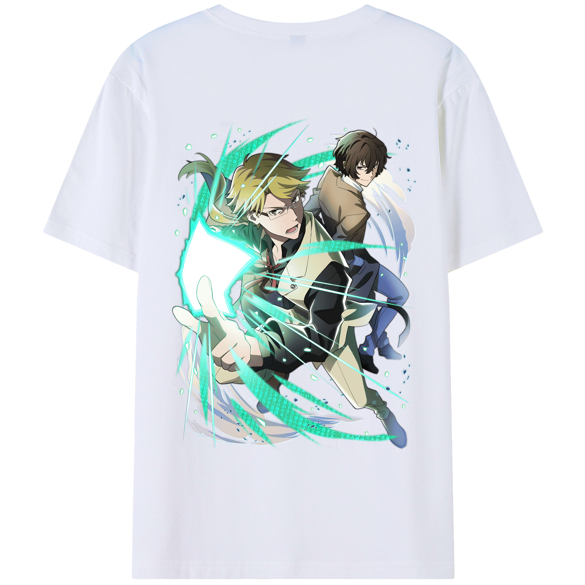 （画像用） 文豪ストレイドッグス Bungo Stray Dogs 綿100％ メンズ半袖Tシャツ（バックプリント） 通気性