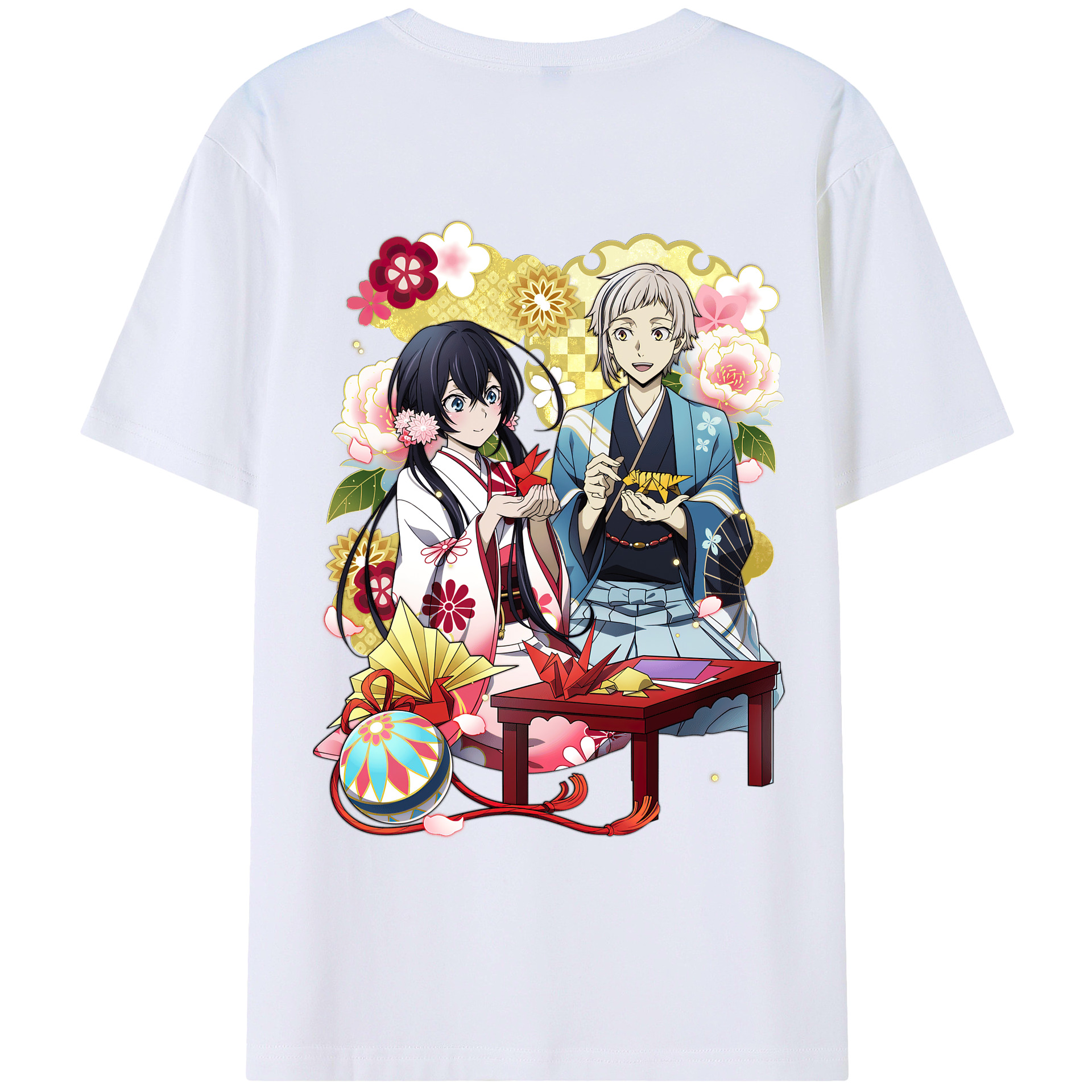 （画像用） 文豪ストレイドッグス Bungo Stray Dogs 綿100％ メンズ半袖Tシャツ（バックプリント） 通気性