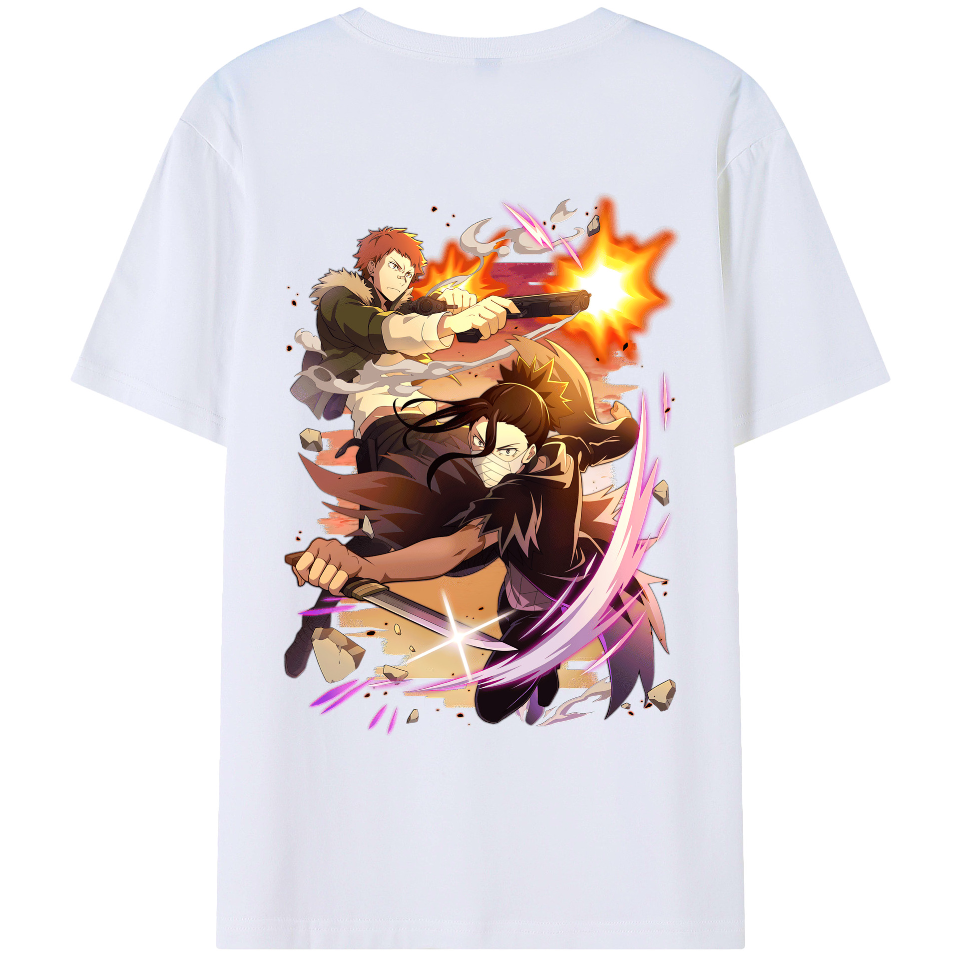 （画像用） 文豪ストレイドッグス Bungo Stray Dogs 綿100％ メンズ半袖Tシャツ（バックプリント） 通気性
