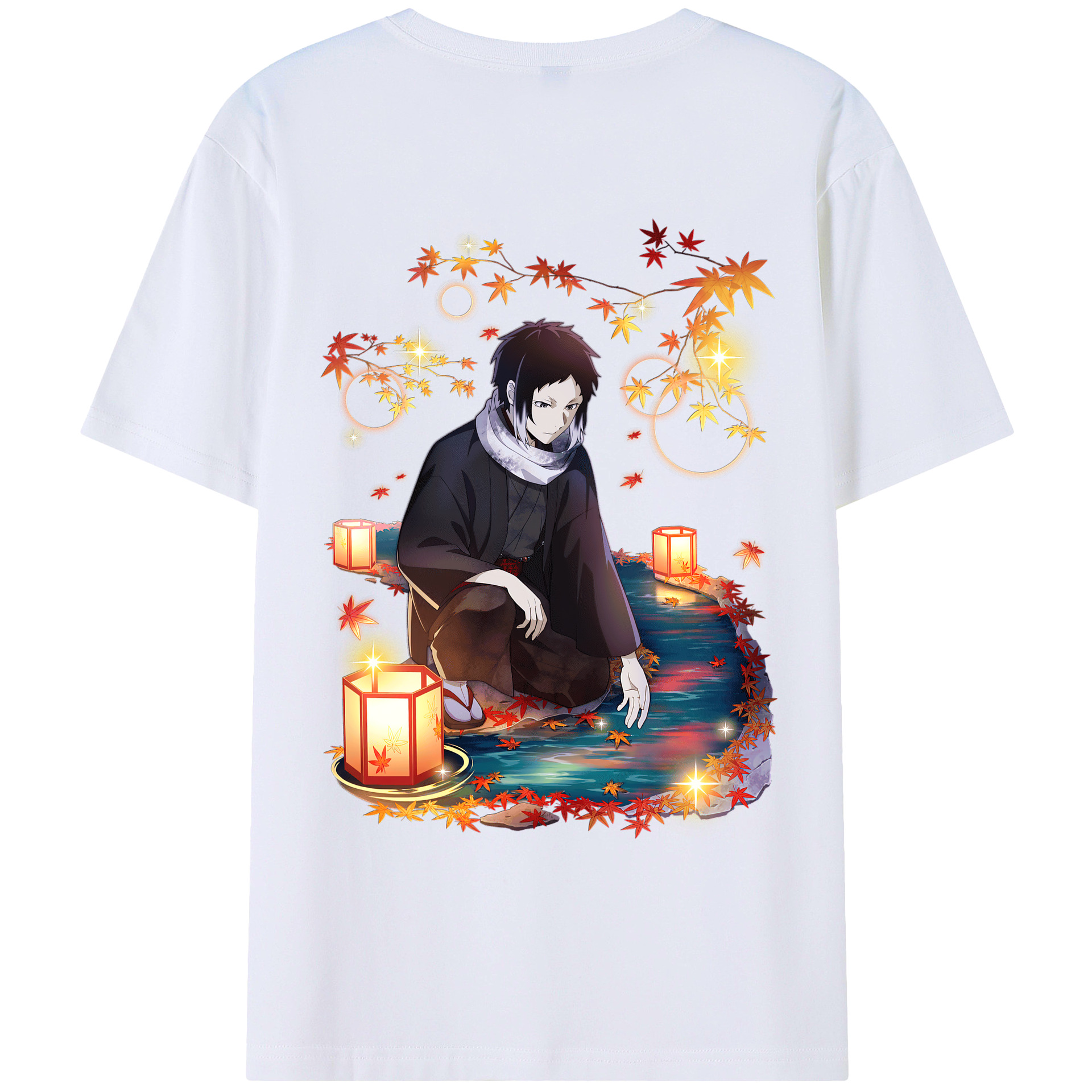 （画像用） 文豪ストレイドッグス Bungo Stray Dogs 綿100％ メンズ半袖Tシャツ（バックプリント） 通気性