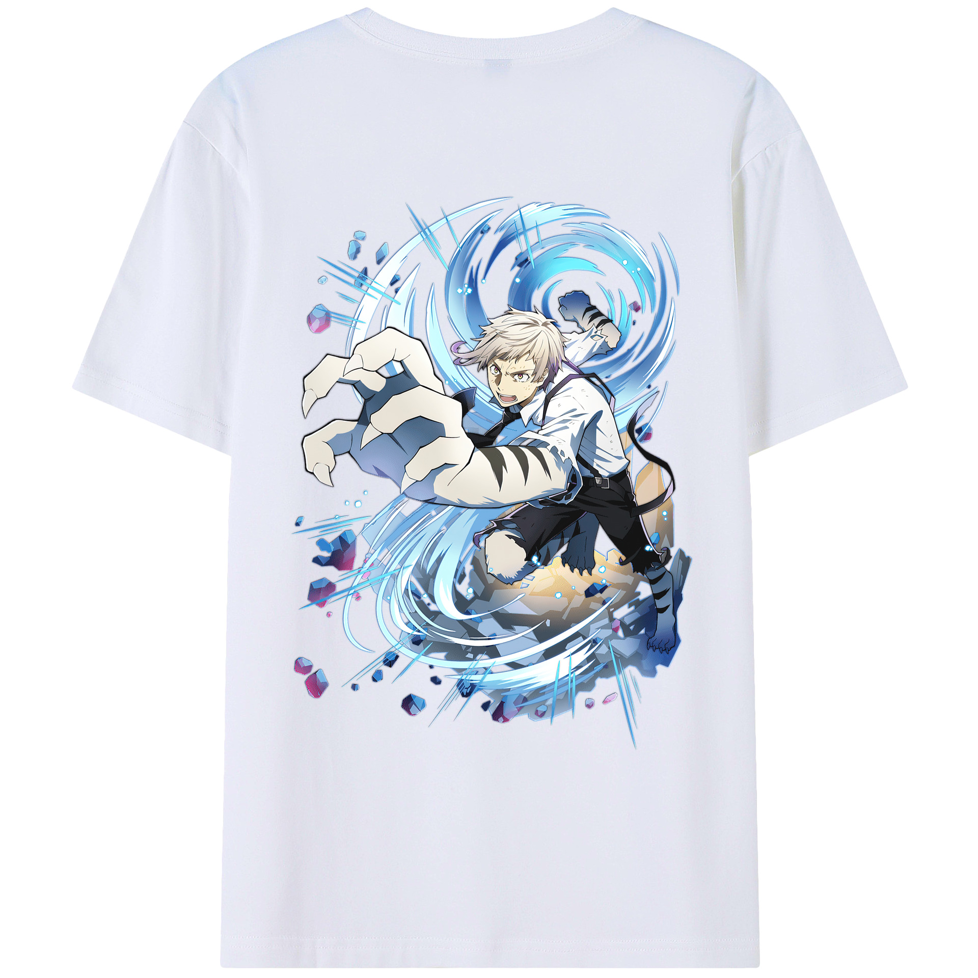 （画像用） 文豪ストレイドッグス Bungo Stray Dogs 綿100％ メンズ半袖Tシャツ（バックプリント） 通気性