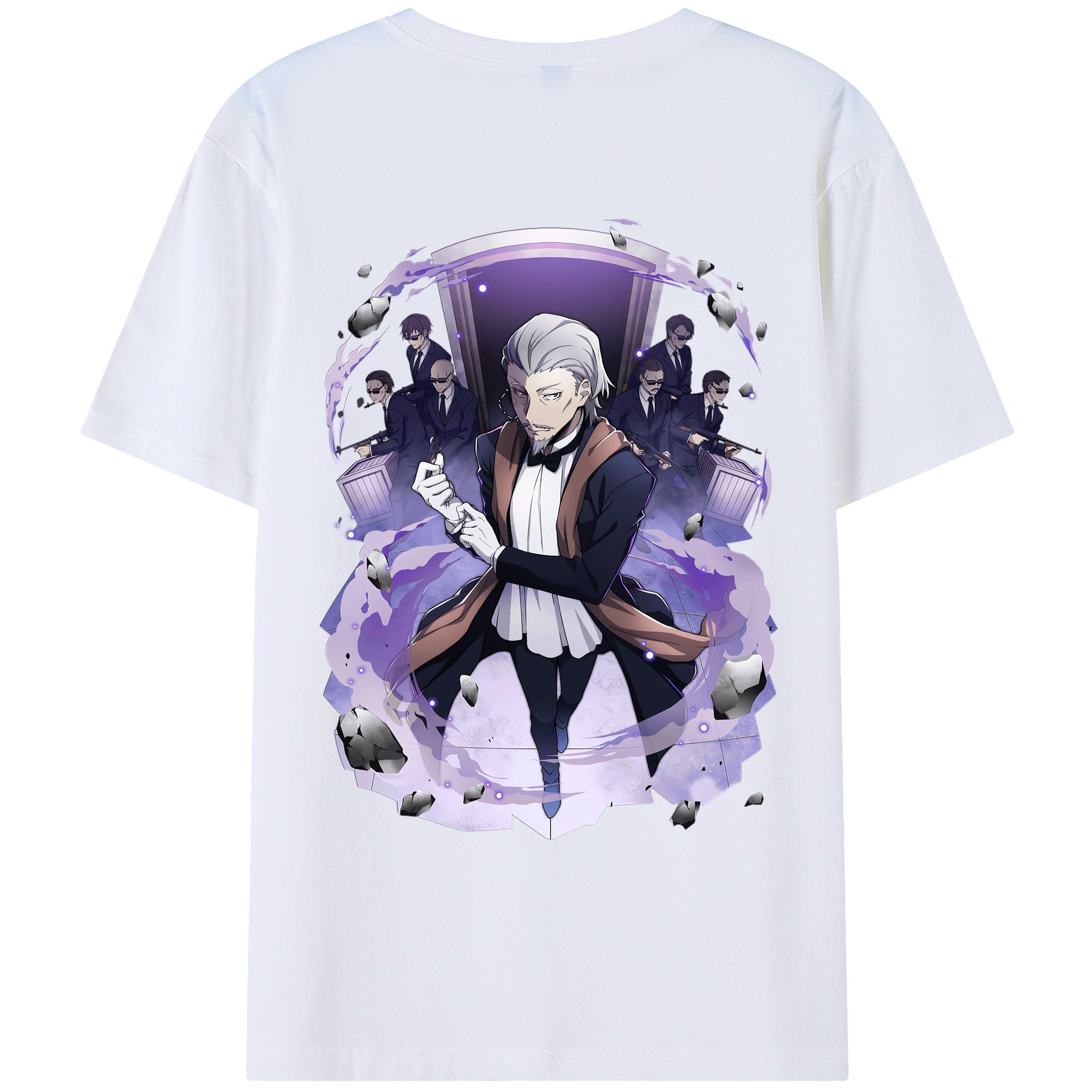 （画像用） 文豪ストレイドッグス Bungo Stray Dogs 綿100％ メンズ半袖Tシャツ（バックプリント） 通気性