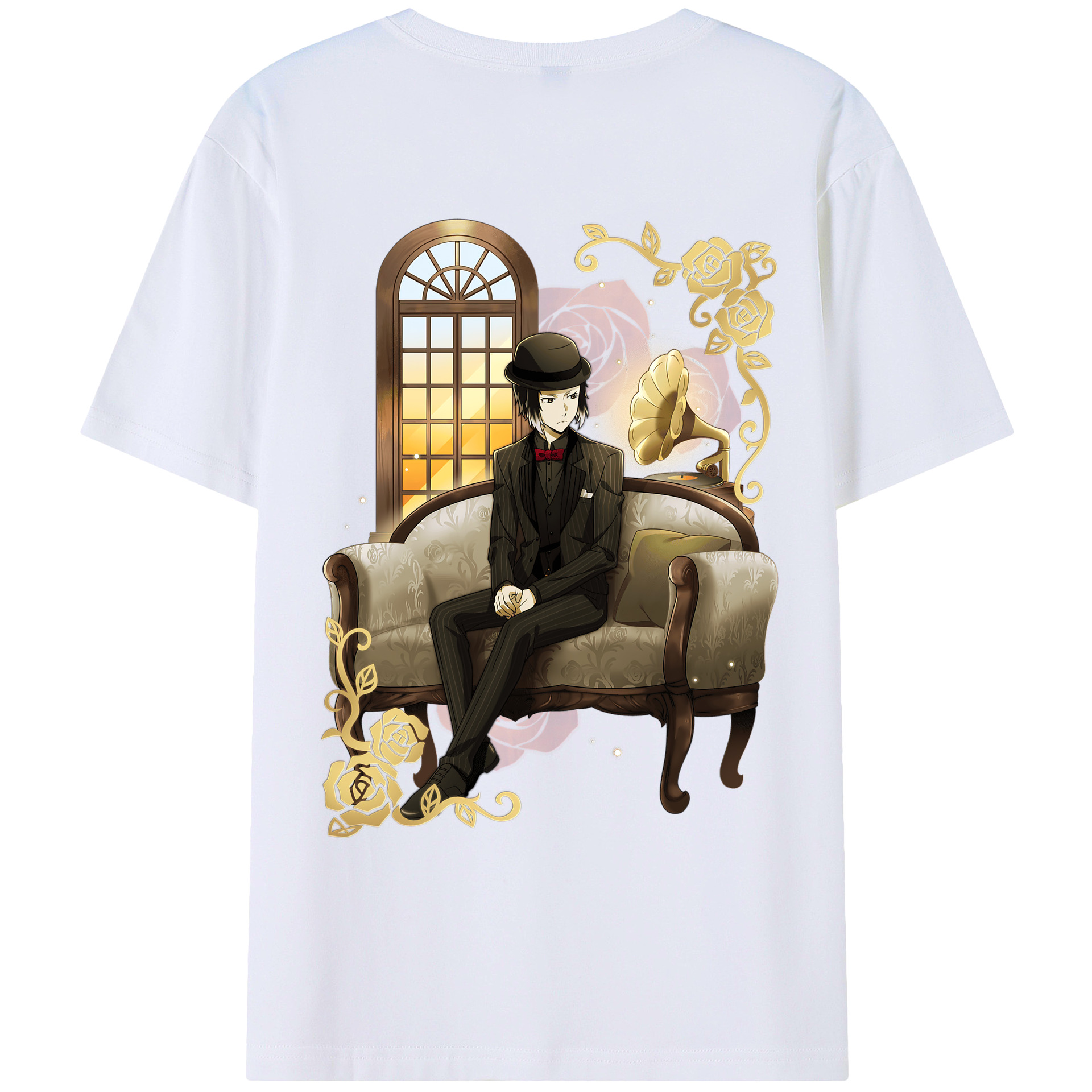 （画像用） 文豪ストレイドッグス Bungo Stray Dogs 綿100％ メンズ半袖Tシャツ（バックプリント） 通気性