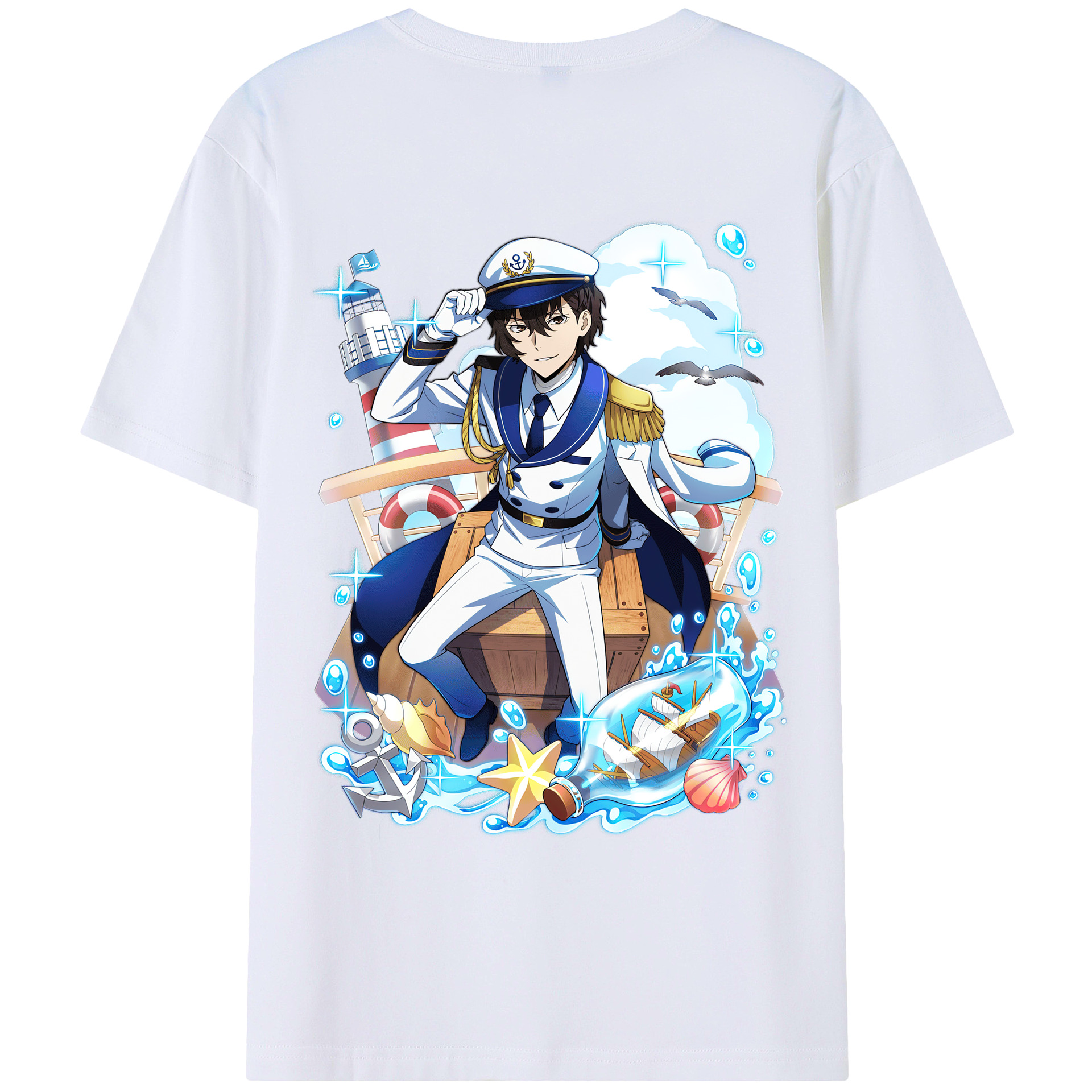 （画像用） 文豪ストレイドッグス Bungo Stray Dogs 綿100％ メンズ半袖Tシャツ（バックプリント） 通気性
