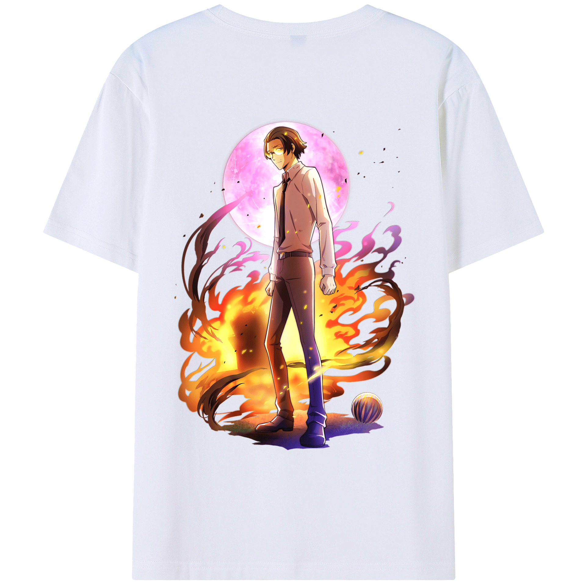 （画像用） 文豪ストレイドッグス Bungo Stray Dogs 綿100％ メンズ半袖Tシャツ（バックプリント） 通気性
