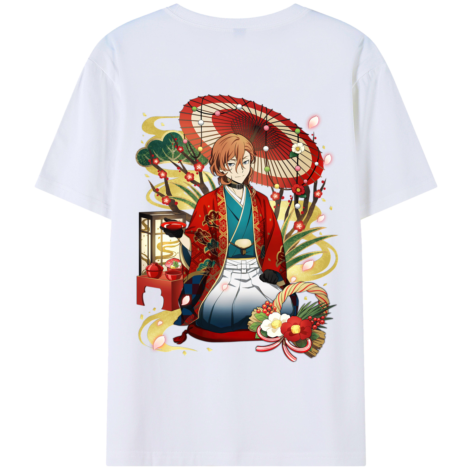 （画像用） 文豪ストレイドッグス Bungo Stray Dogs 綿100％ メンズ半袖Tシャツ（バックプリント） 通気性