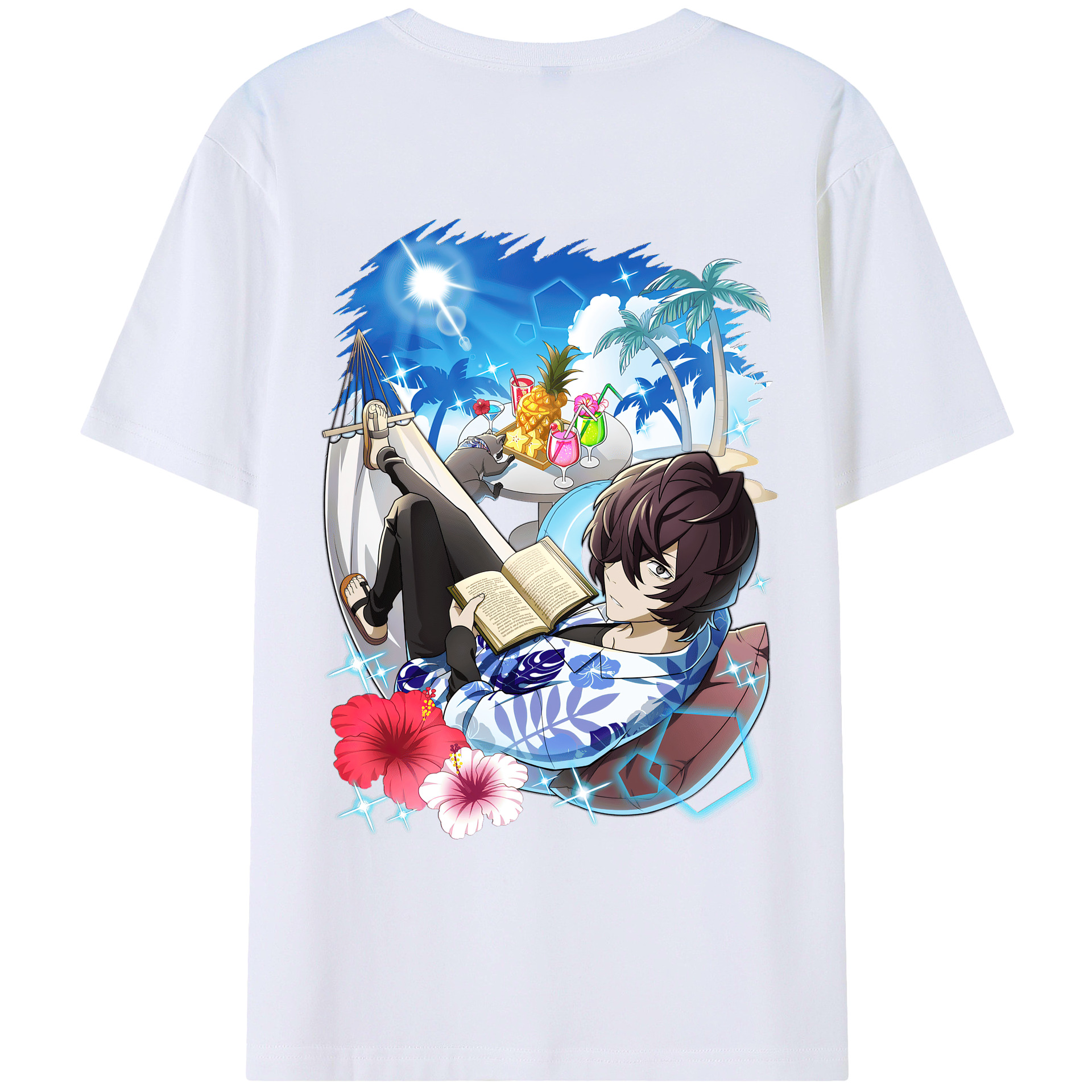 （画像用） 文豪ストレイドッグス Bungo Stray Dogs 綿100％ メンズ半袖Tシャツ（バックプリント） 通気性