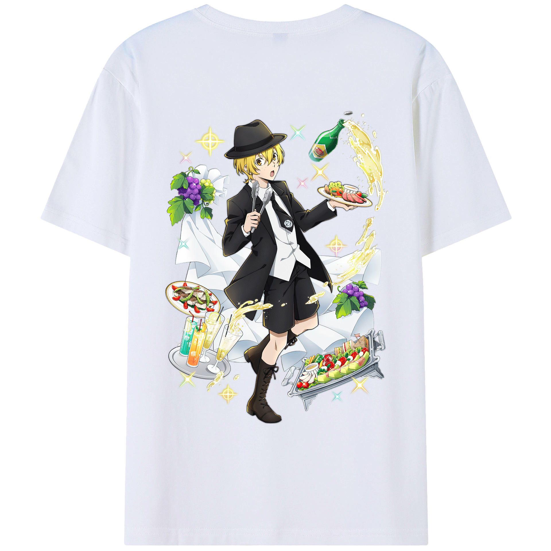 （画像用） 文豪ストレイドッグス Bungo Stray Dogs 綿100％ メンズ半袖Tシャツ（バックプリント） 通気性