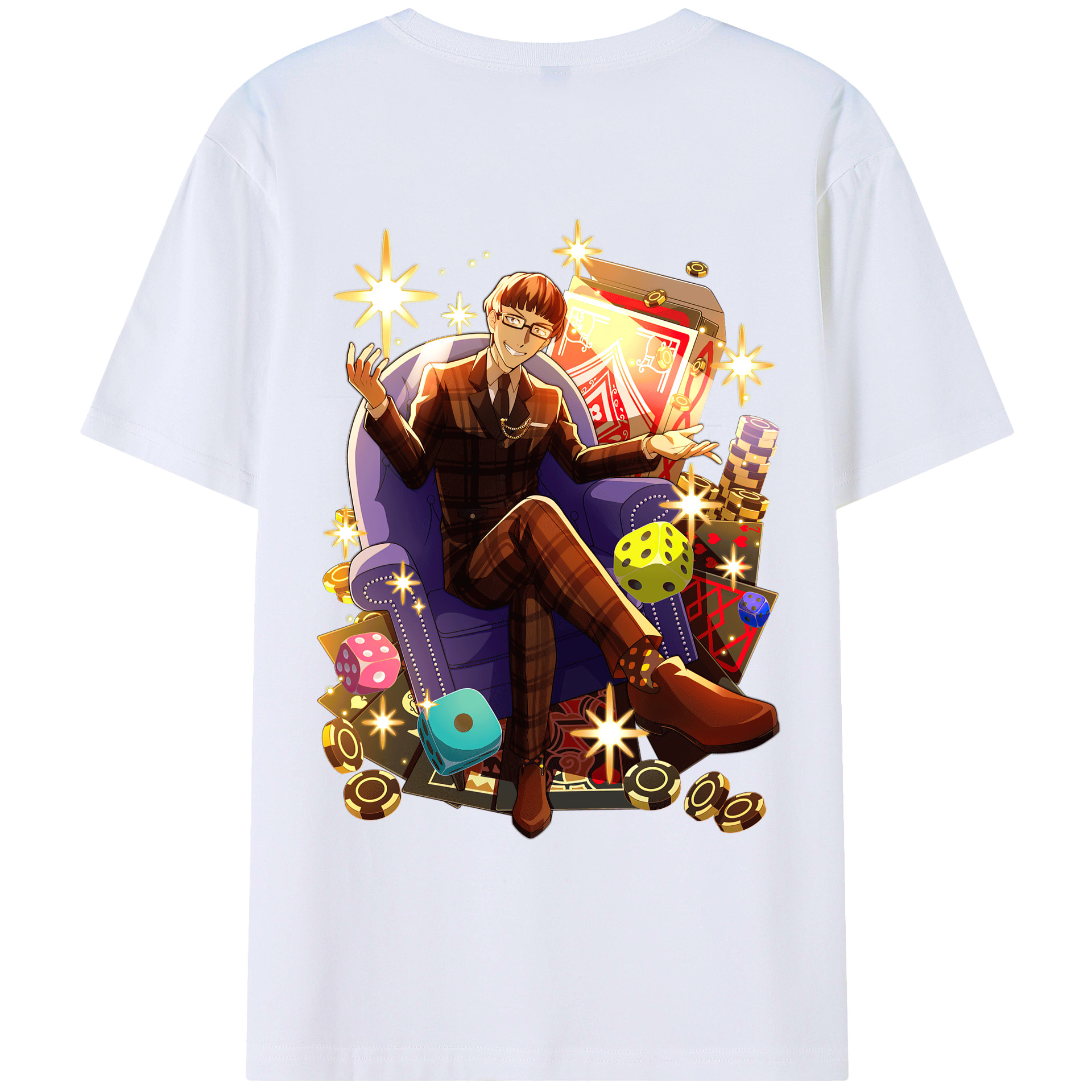 （画像用） 文豪ストレイドッグス Bungo Stray Dogs 綿100％ メンズ半袖Tシャツ（バックプリント） 通気性