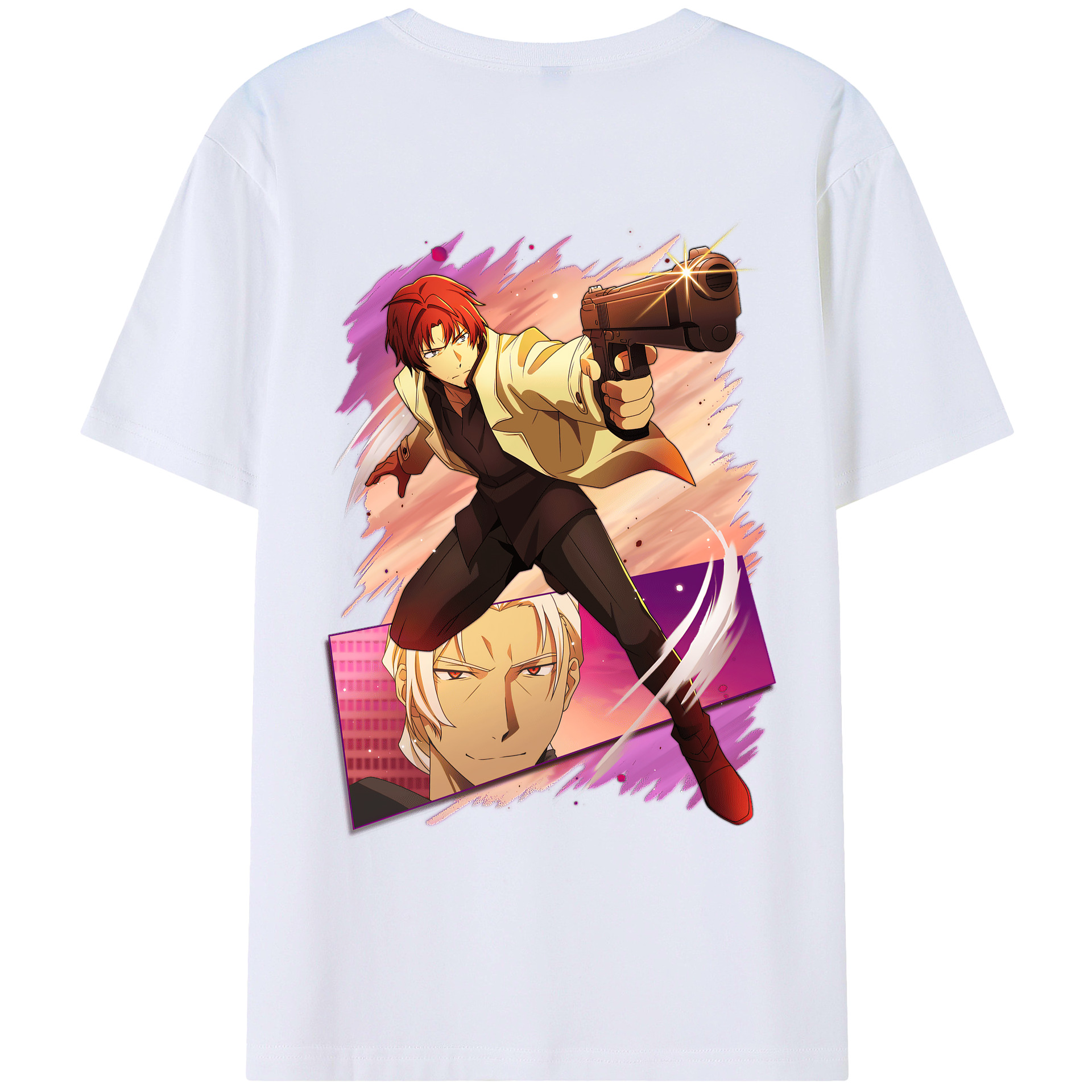 （画像用） 文豪ストレイドッグス Bungo Stray Dogs 綿100％ メンズ半袖Tシャツ（バックプリント） 通気性