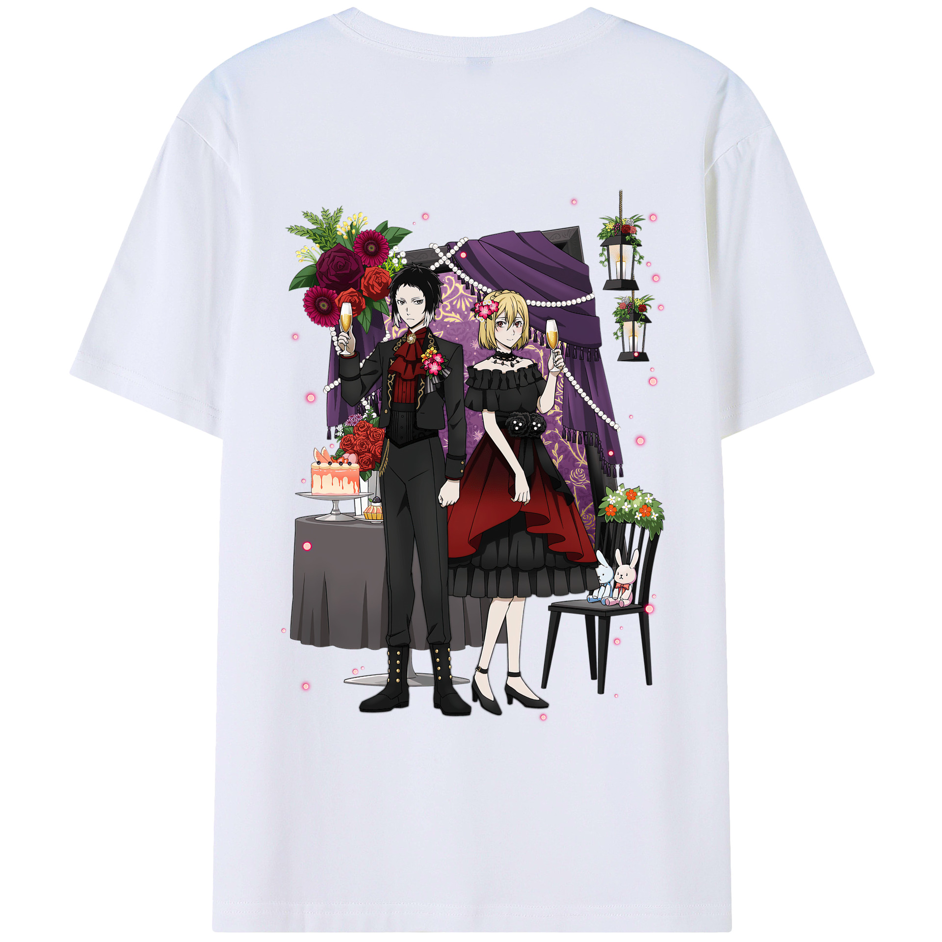 （画像用） 文豪ストレイドッグス Bungo Stray Dogs 綿100％ メンズ半袖Tシャツ（バックプリント） 通気性