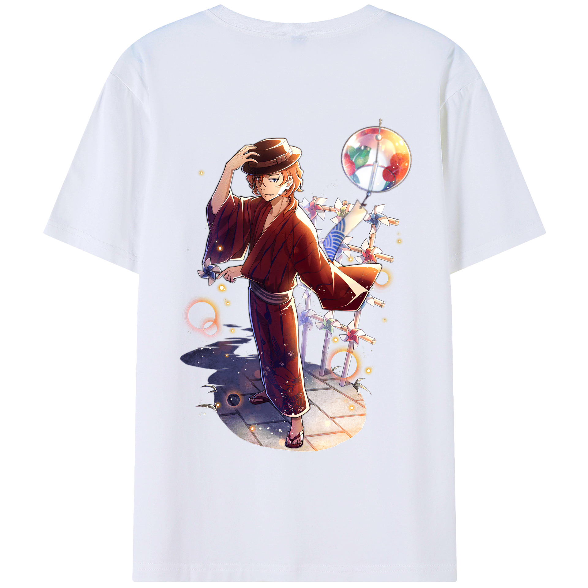 （画像用） 文豪ストレイドッグス Bungo Stray Dogs 綿100％ メンズ半袖Tシャツ（バックプリント） 通気性